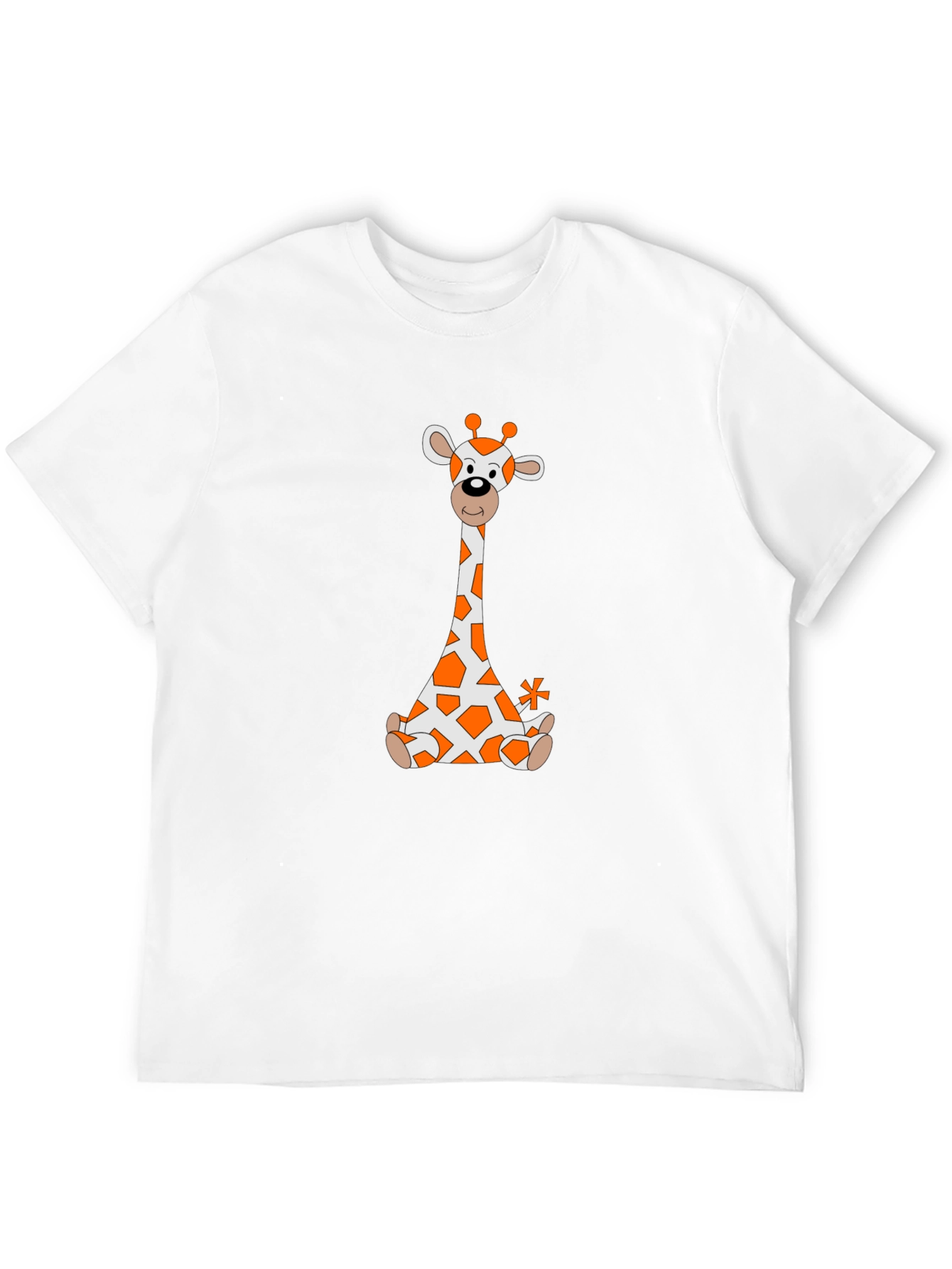 Black Giraffe Cartoon T-Shirt - Black Cotton Tee view 12