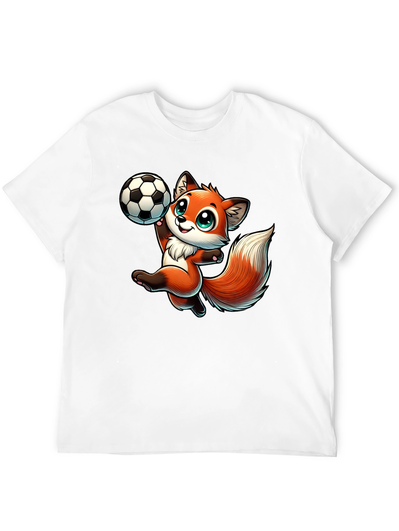 Black Cartoon Fox Soccer T-Shirt view 12