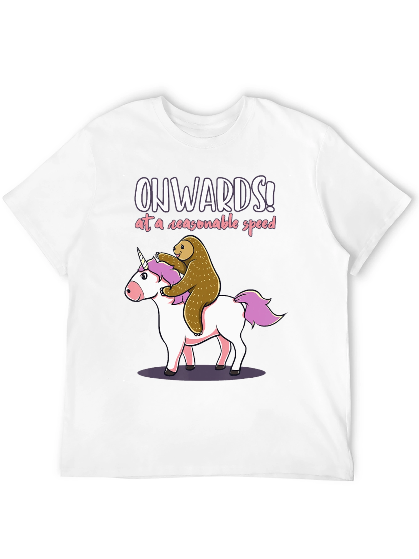 Black Onwards Unicorn Sloth T-Shirt - Funny Graphic Tee view 12