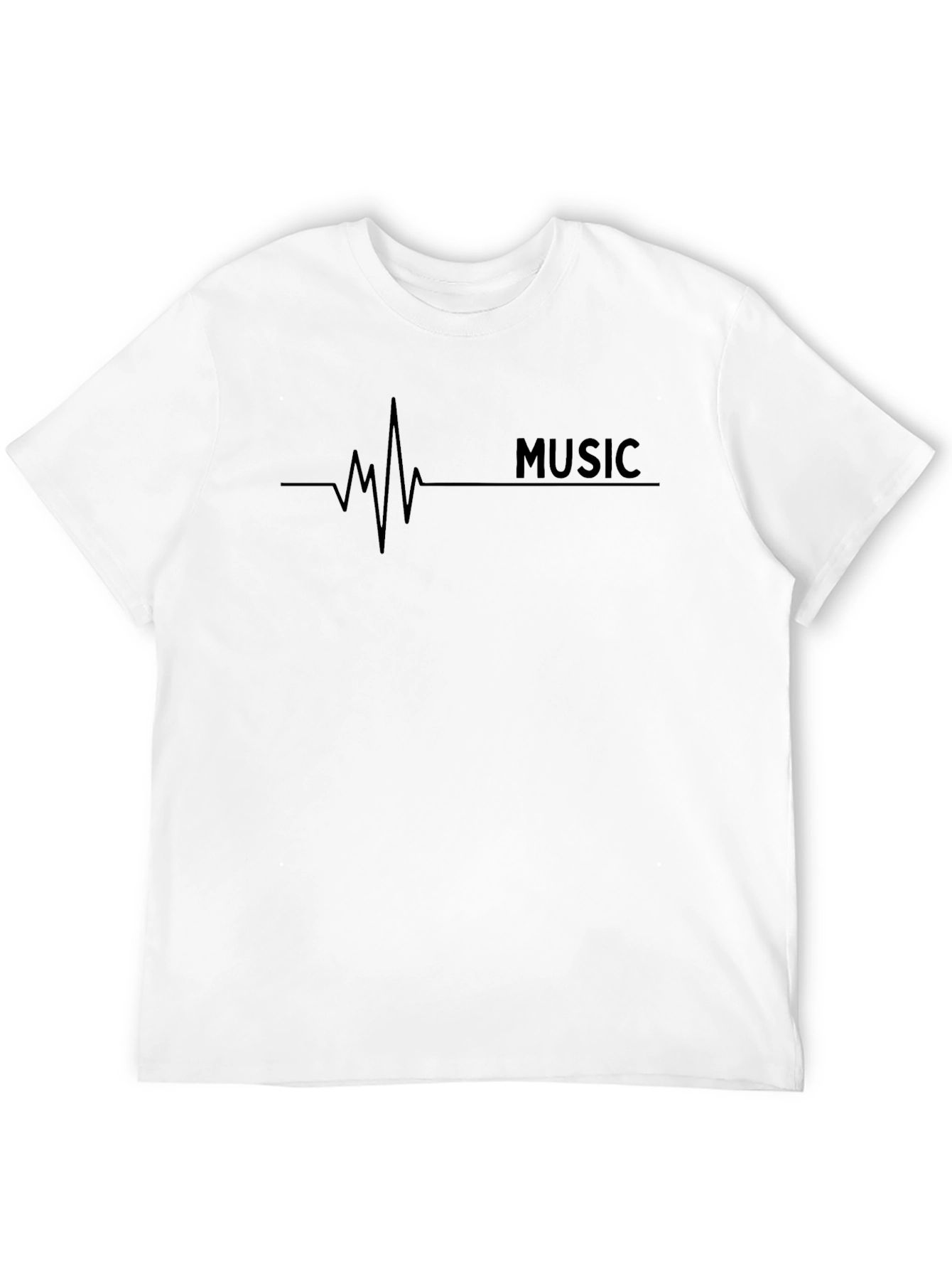 Black Music Heartbeat Graphic Tee - Black Casual T-Shirt view 12