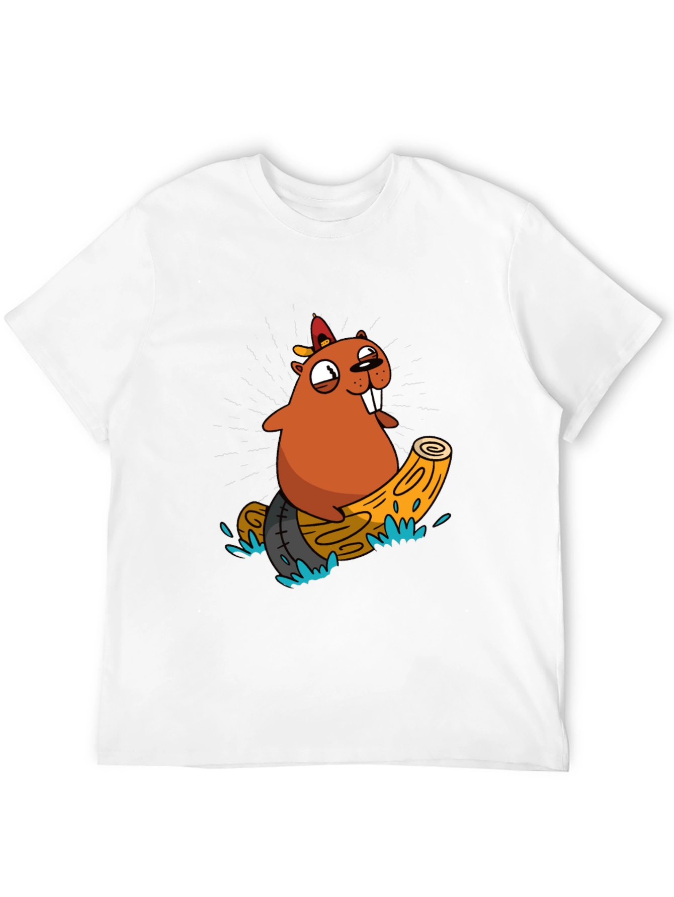 Black Cartoon Beaver T-Shirt view 12