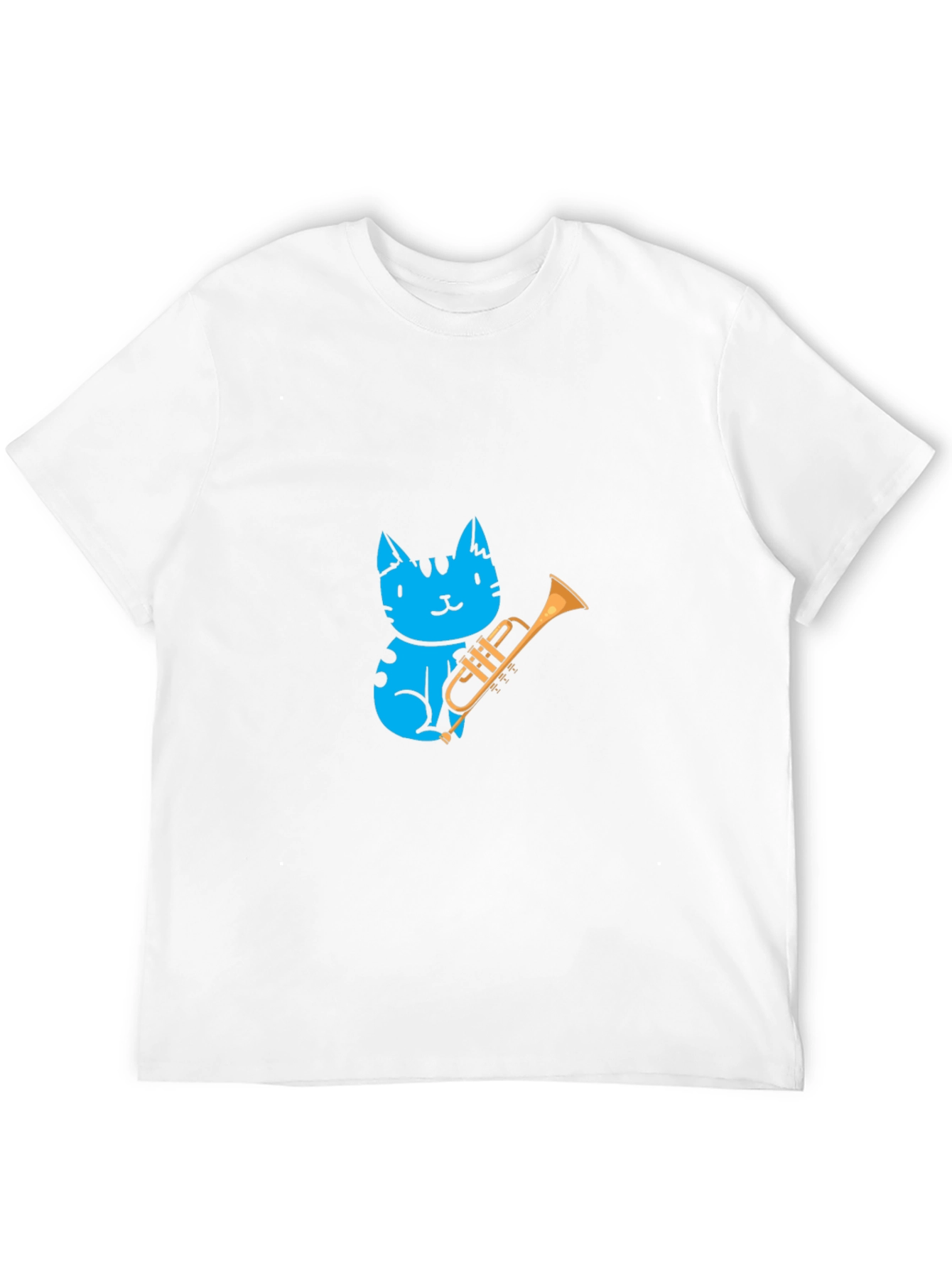 Black Blue Cat Trumpet Player Graphic Tee view 12