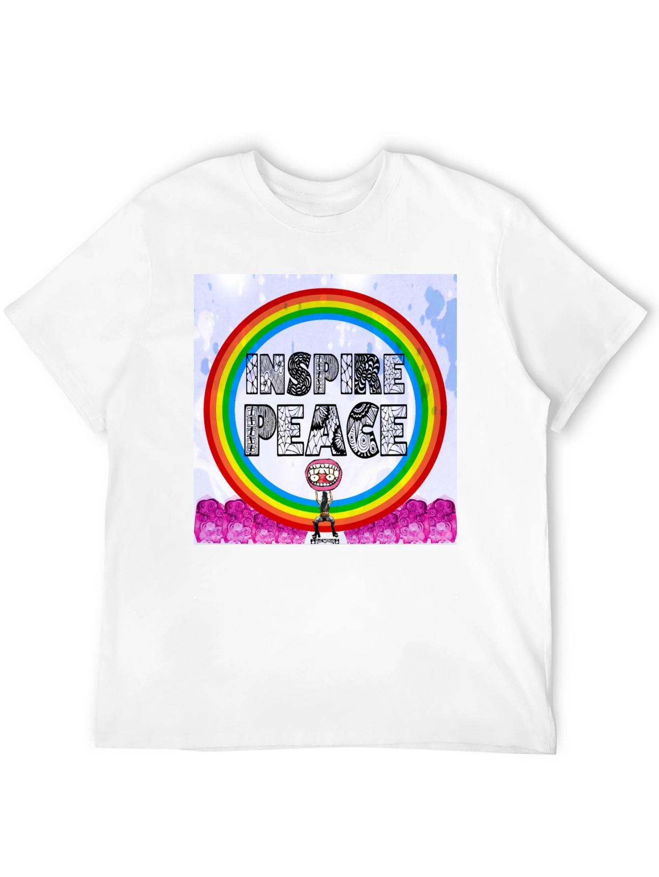 Black Inspire Peace Graphic Tee - Rainbow Design view 12