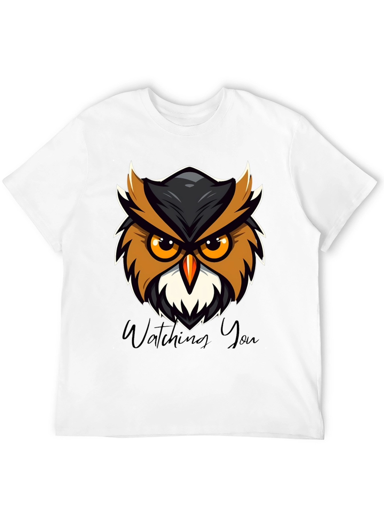 Black Men's Black Owl Graphic Tee - Watching You Design view 12