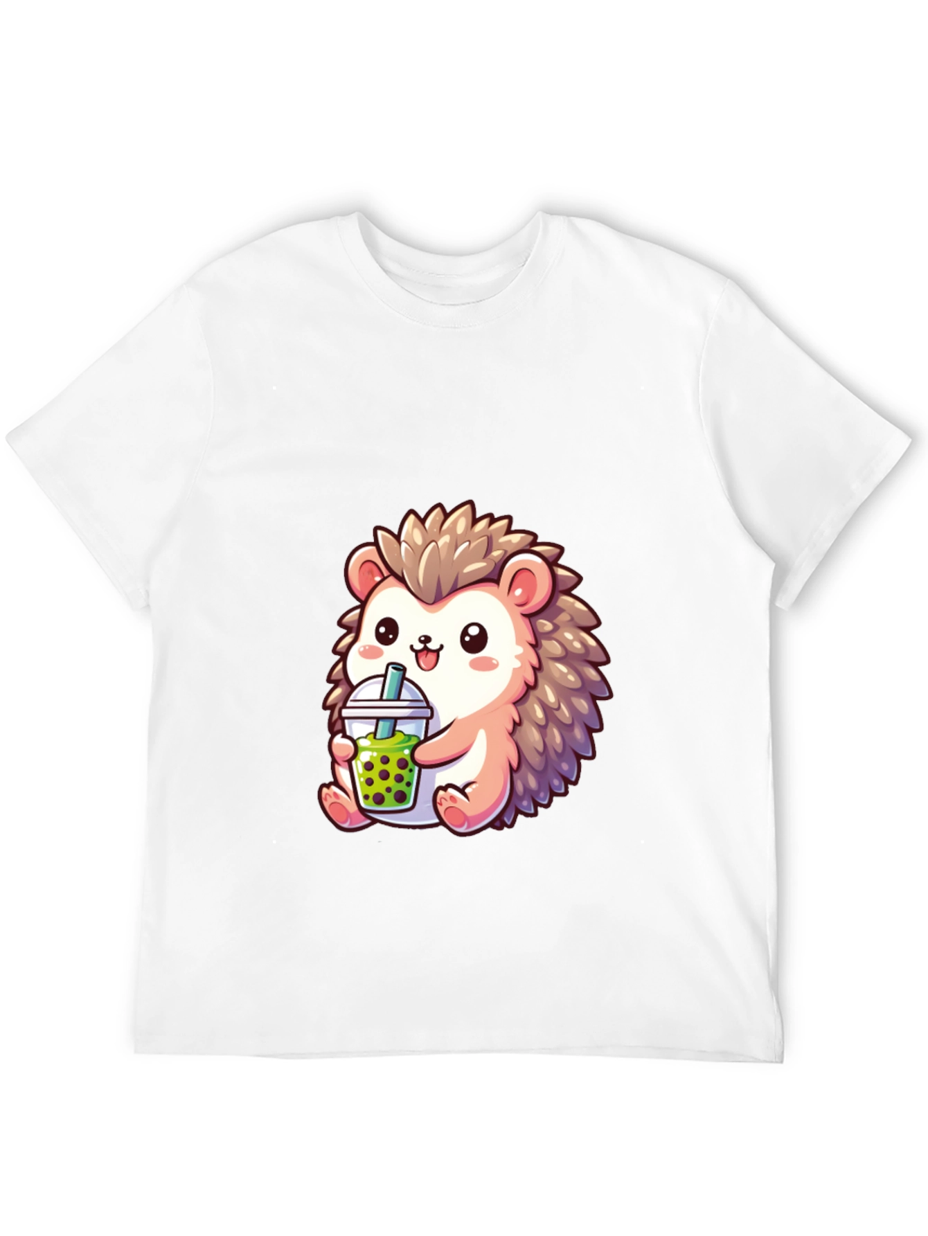 Black Cute Hedgehog Boba Tea Graphic Tee view 12