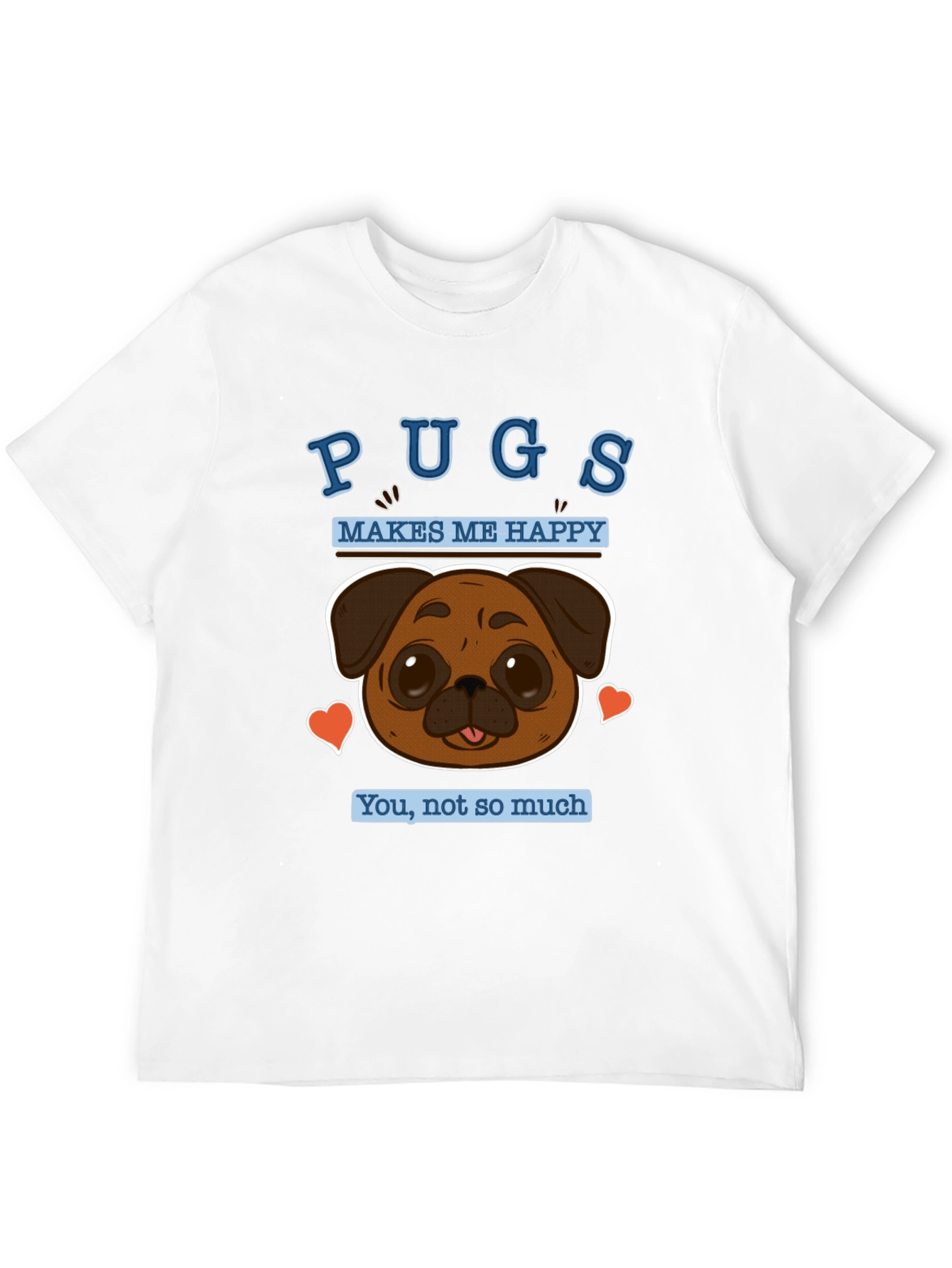 Black Pugs Make Me Happy Graphic Tee - Soft Cotton Casual Wear view 12