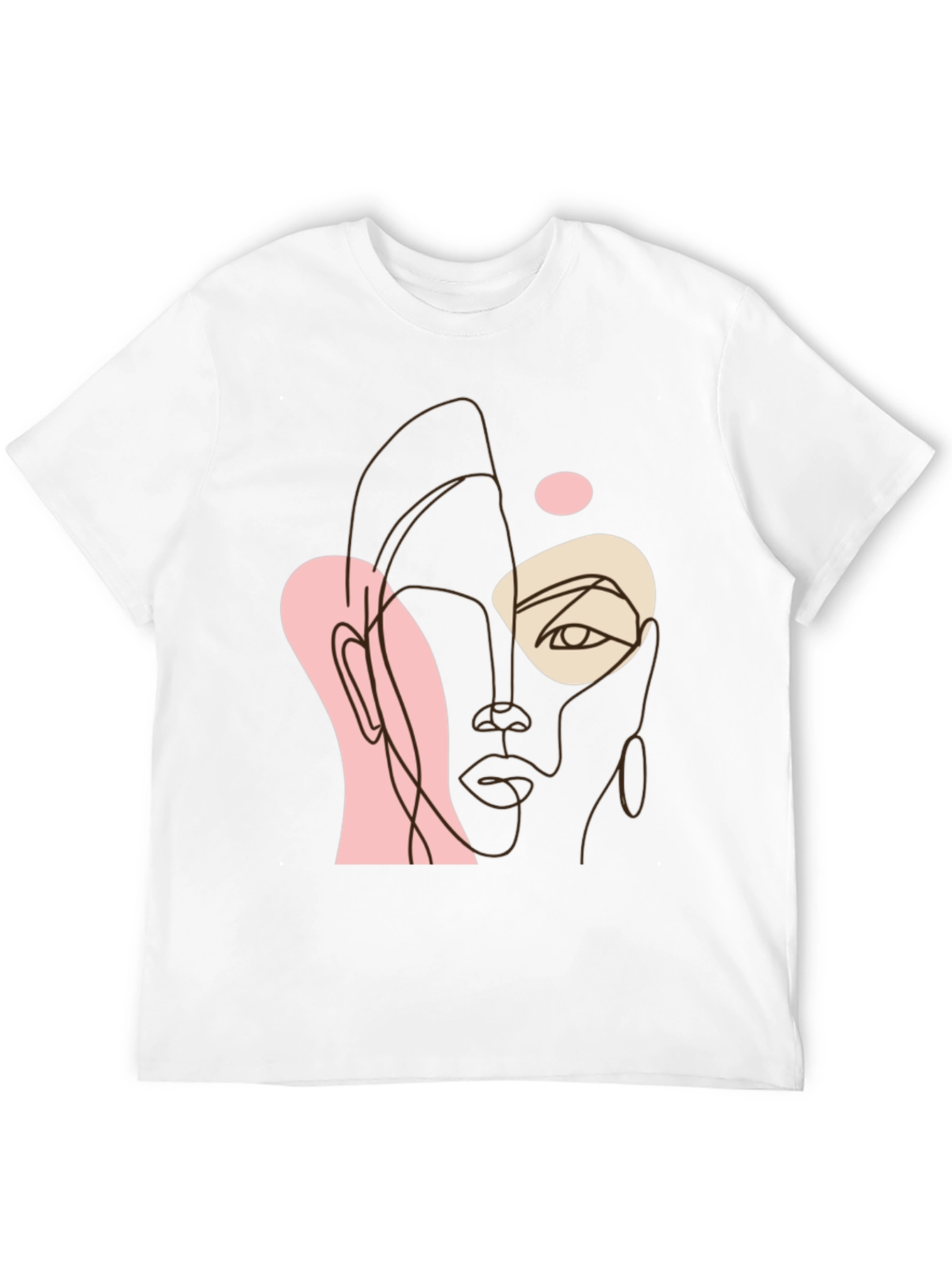 Black Abstract Face Line Art Black Tee view 12