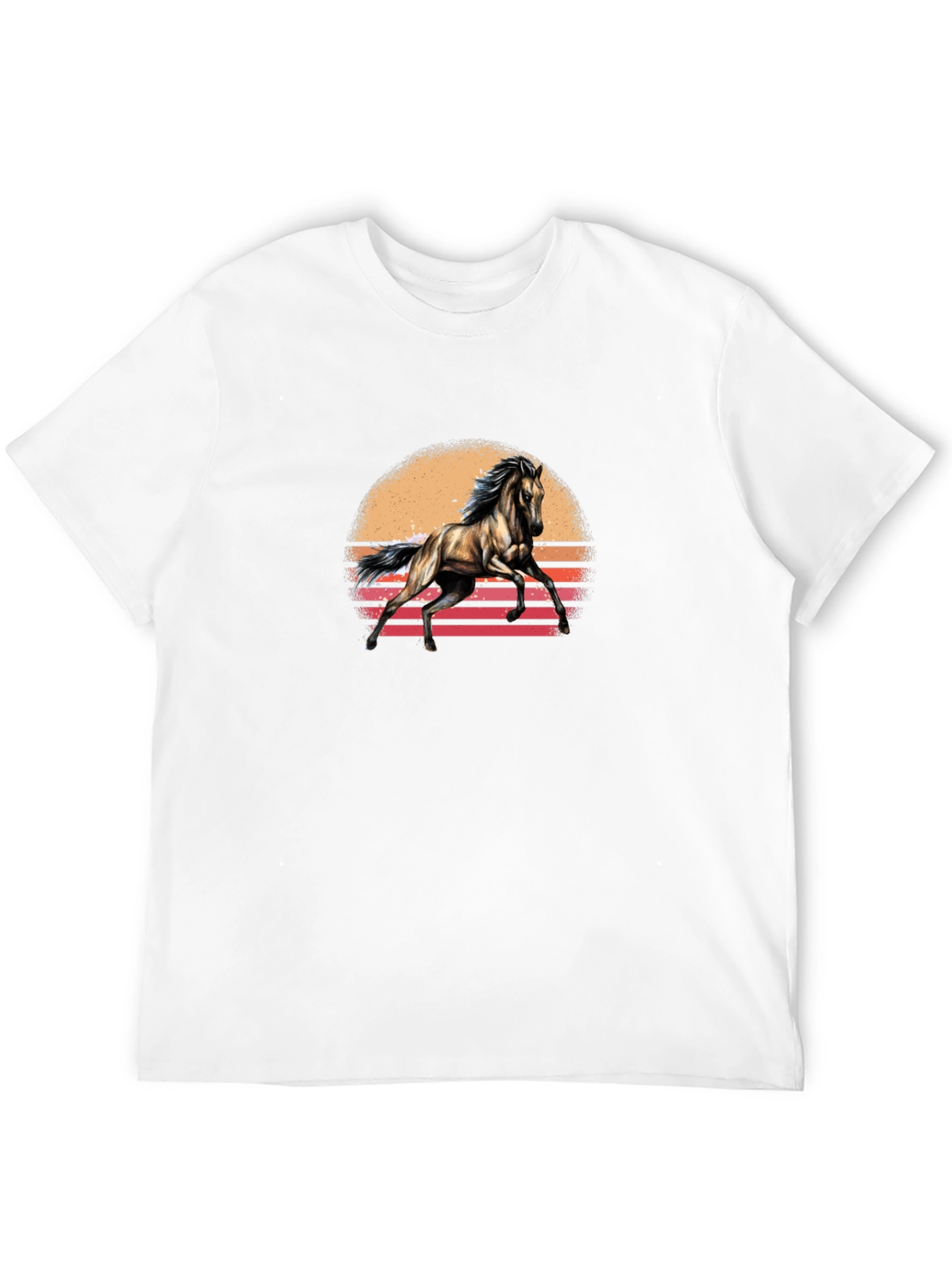 Black Horse Sunset Graphic Tee - Stylish Black T-Shirt view 12
