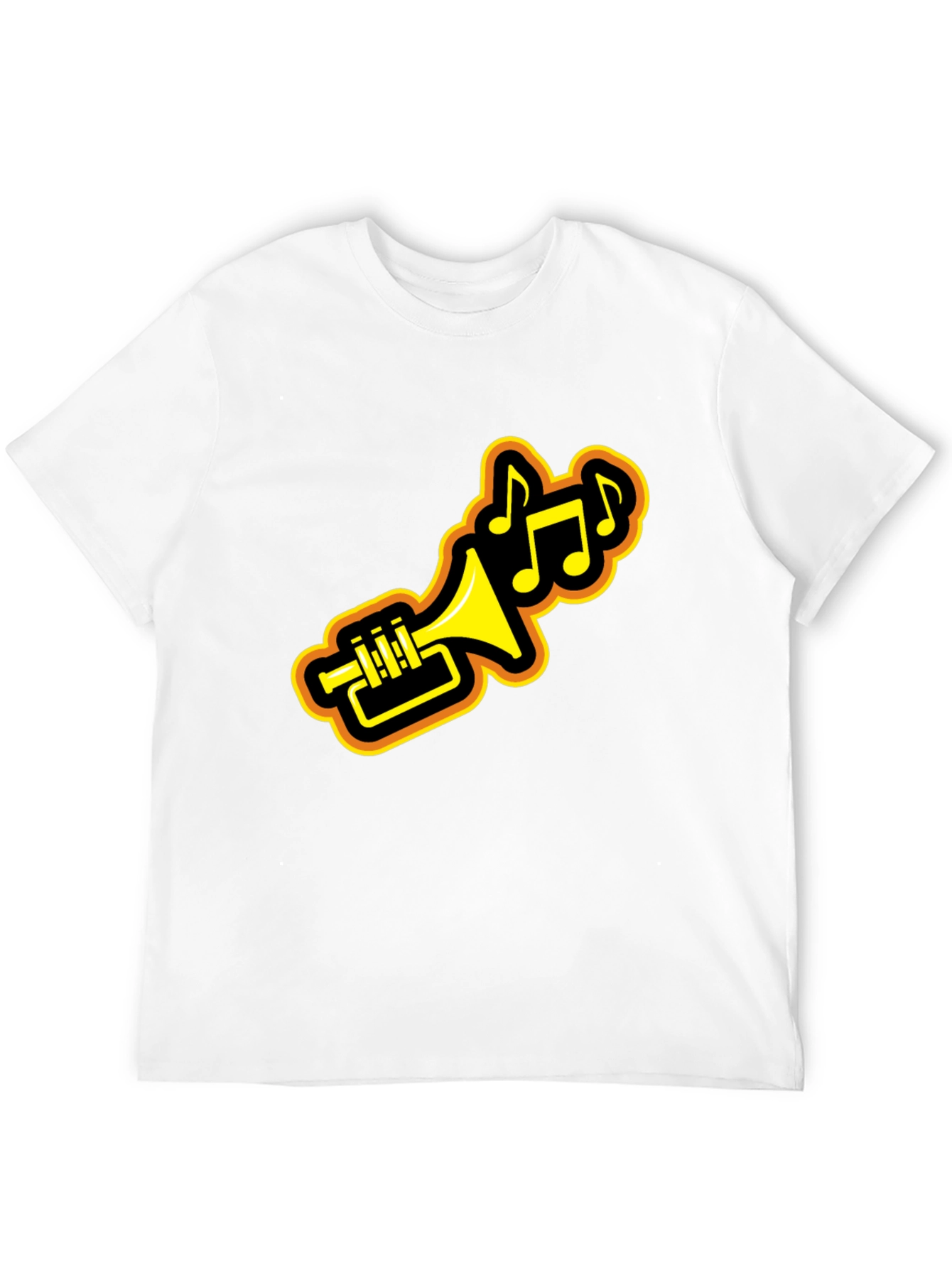 Black Trumpet Music Notes Black Graphic Tee view 12