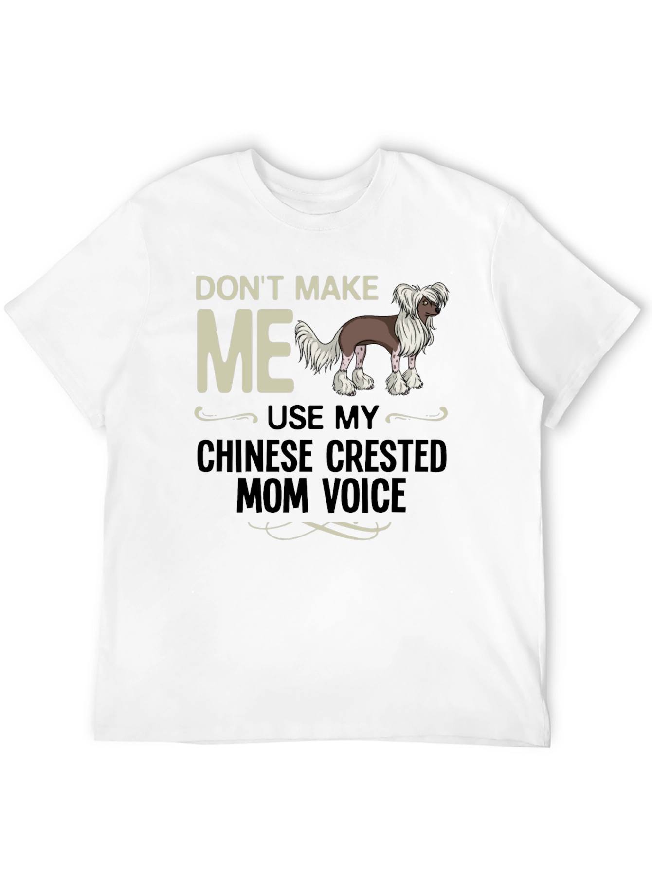 Black Chinese Crested Mom Voice T-Shirt view 12