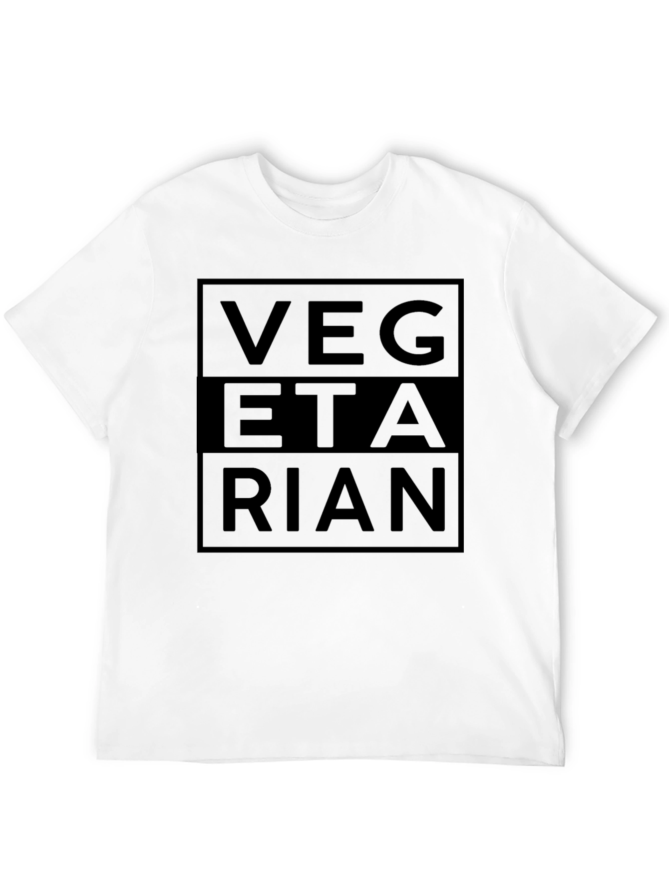Black Vegetarian Statement Graphic Tee - Black Cotton Casual Wear view 12