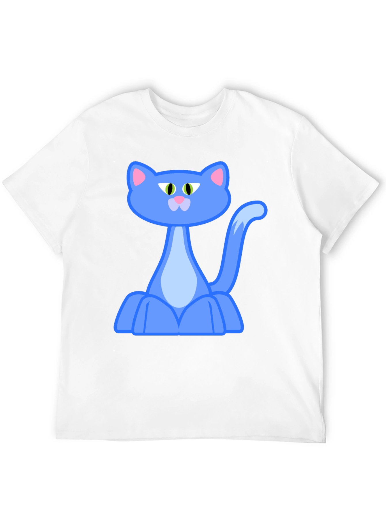 Black Blue Cartoon Cat Graphic Black T-Shirt view 12