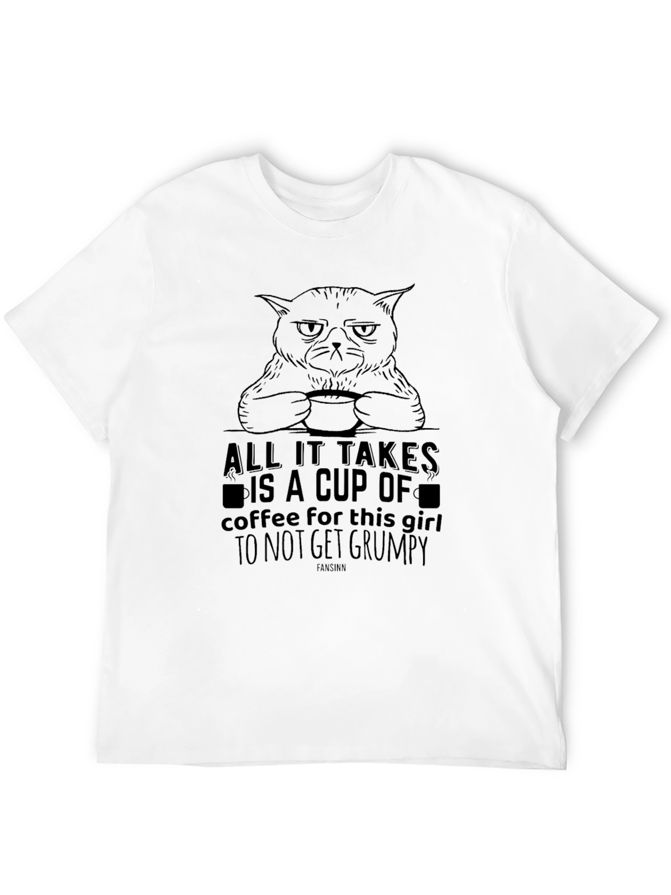 Black Grumpy Cat Coffee Lover T-Shirt view 12