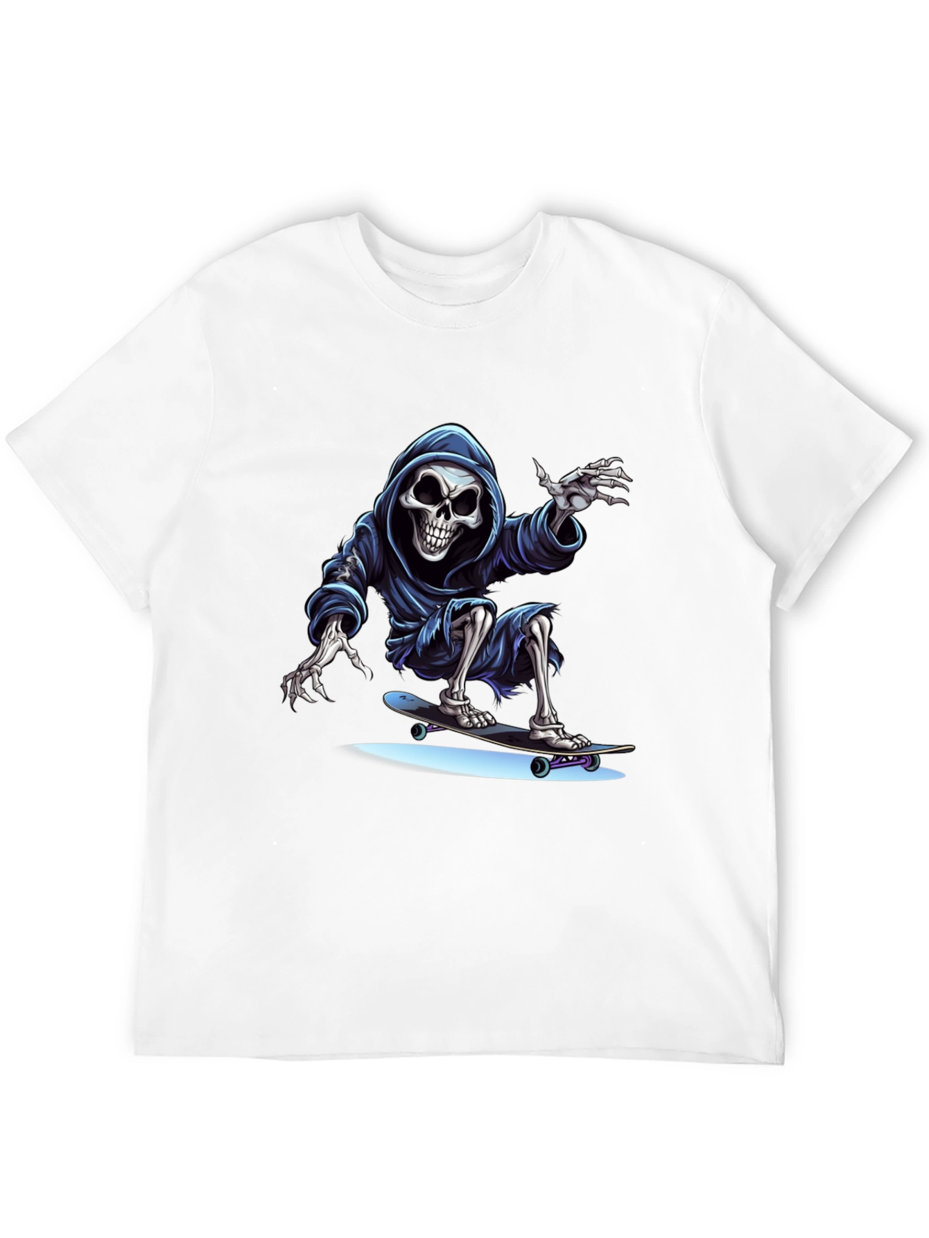 Black Skateboarding Grim Reaper Graphic Tee - Cool Skeleton Shirt view 12