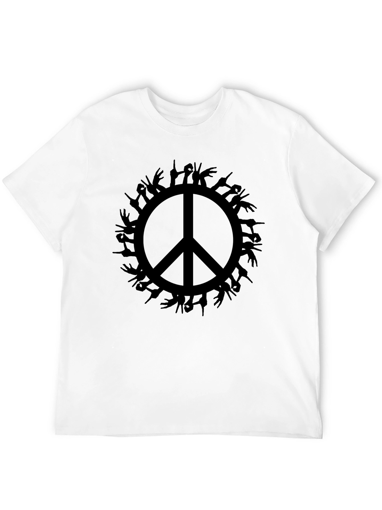 Black Peace Sign Hands Graphic T-Shirt - Black view 12