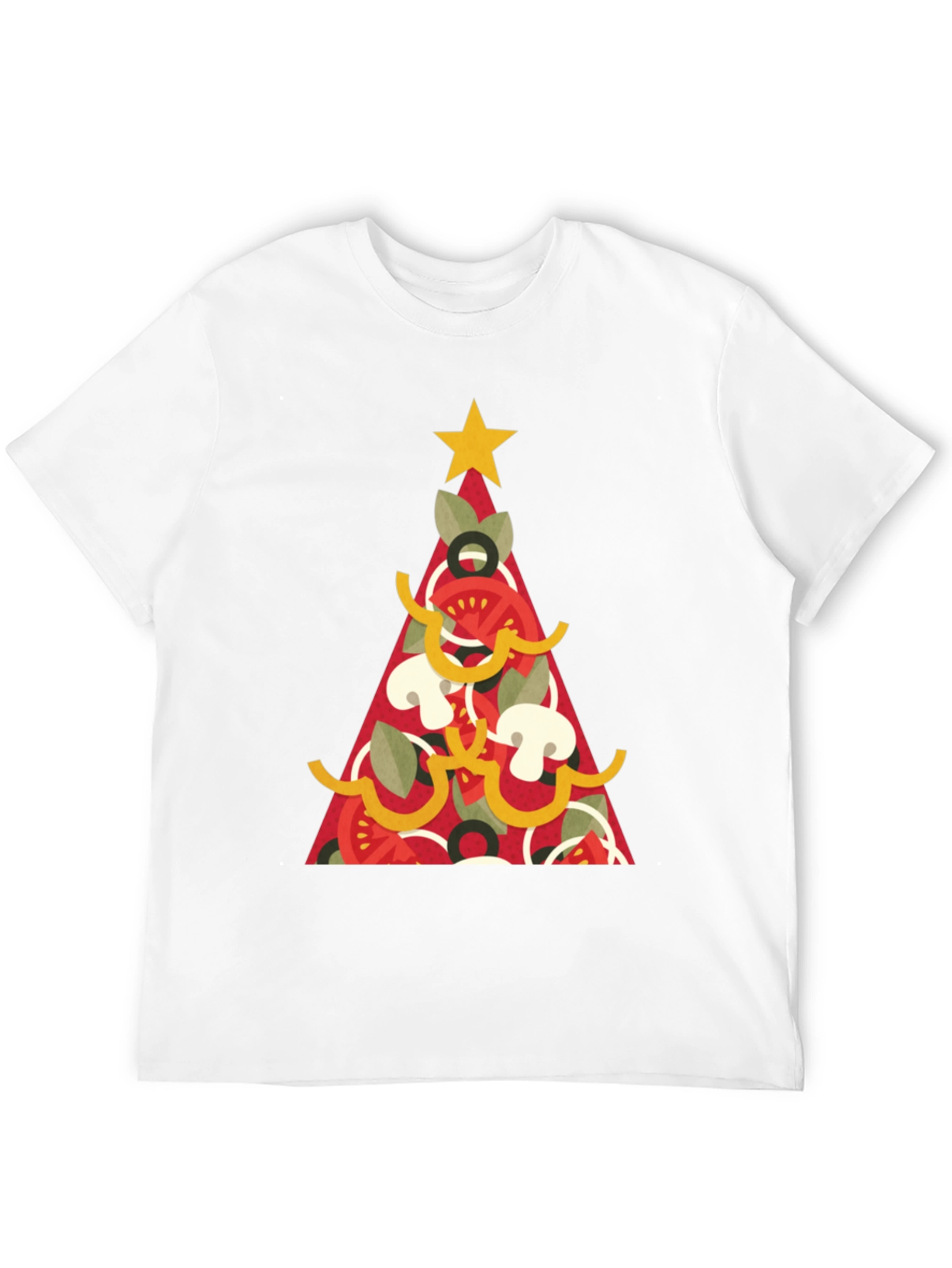 Black Pizza Christmas Tree Graphic Tee - Holiday Apparel view 12