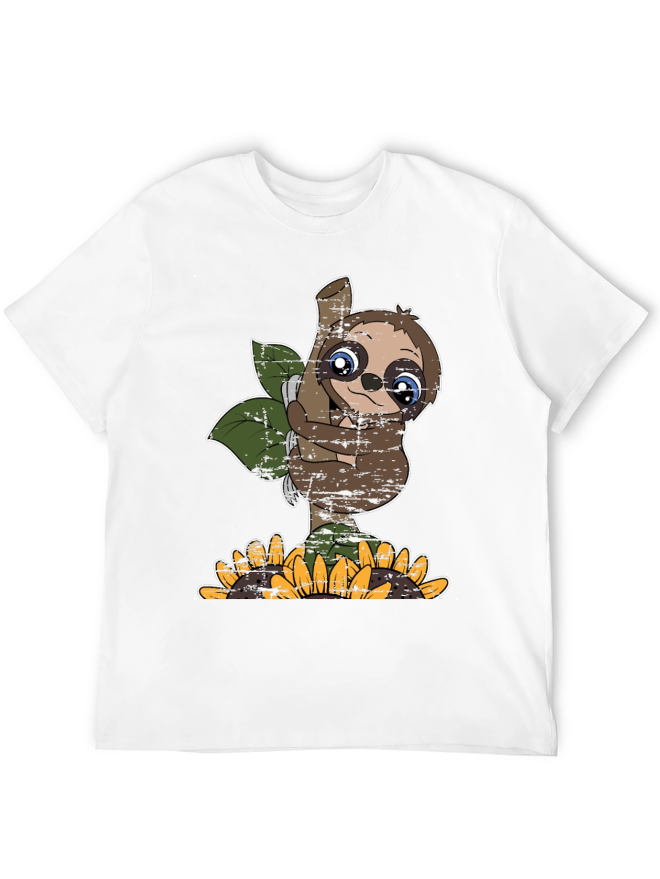 Black Cute Sloth Sunflower Graphic Tee view 12