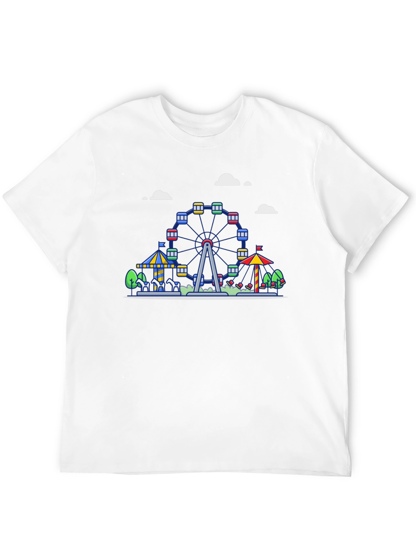 Black Carnival Ferris Wheel Graphic Tee - Black Cotton Shirt view 12