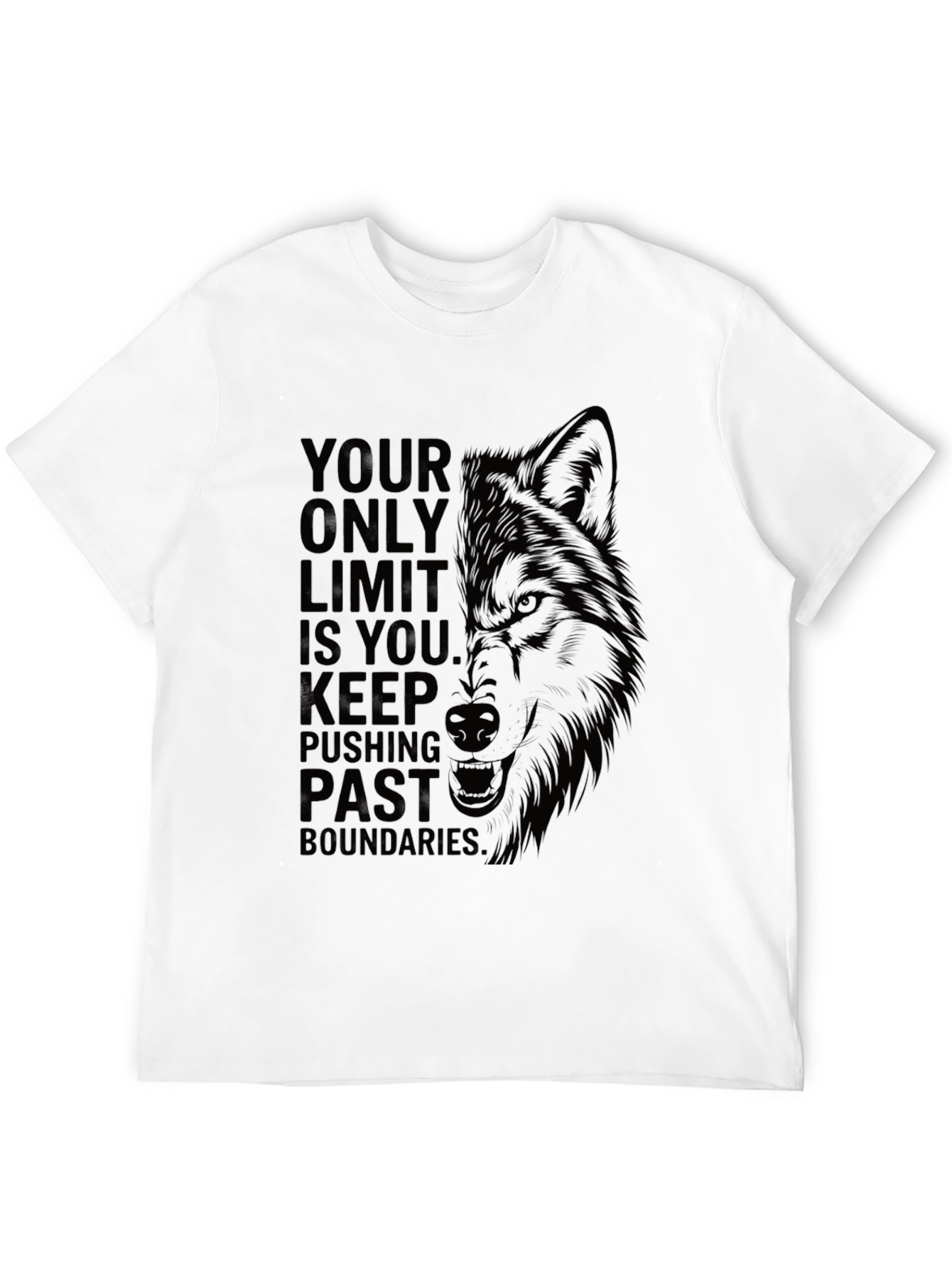 Black Motivational Wolf Graphic T-Shirt view 12