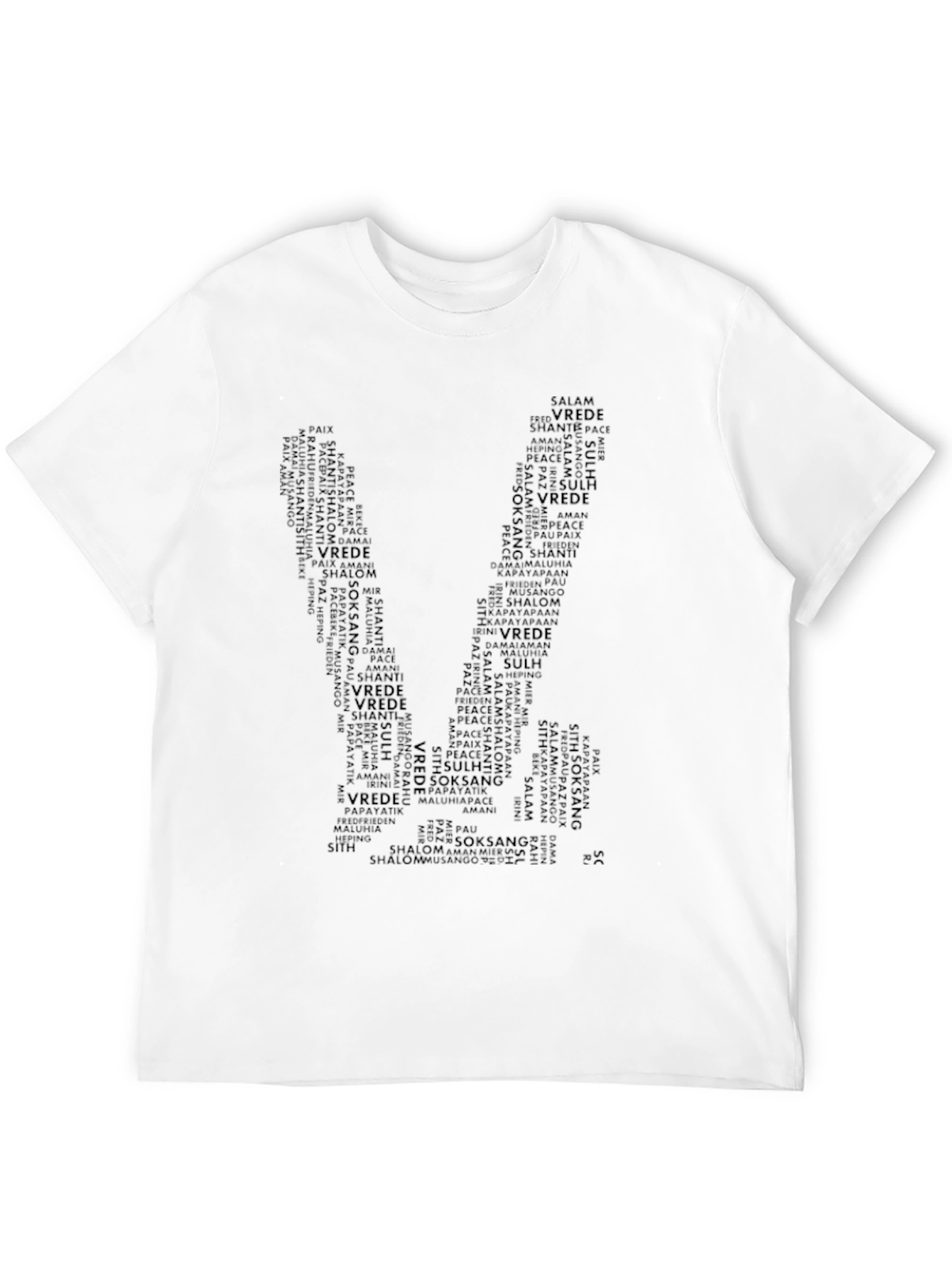 Black Peace Sign Word Art T-Shirt - Black view 12