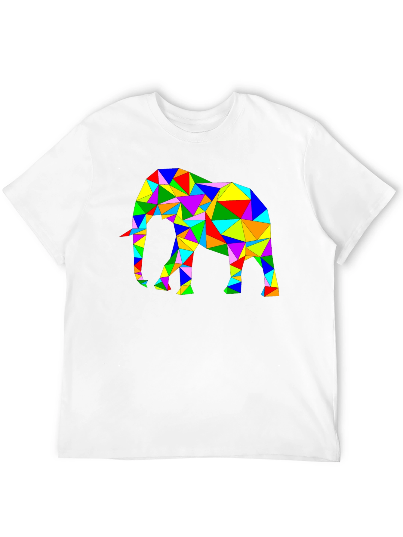 Black Geometric Elephant Tee - Colorful Animal Art Shirt view 12