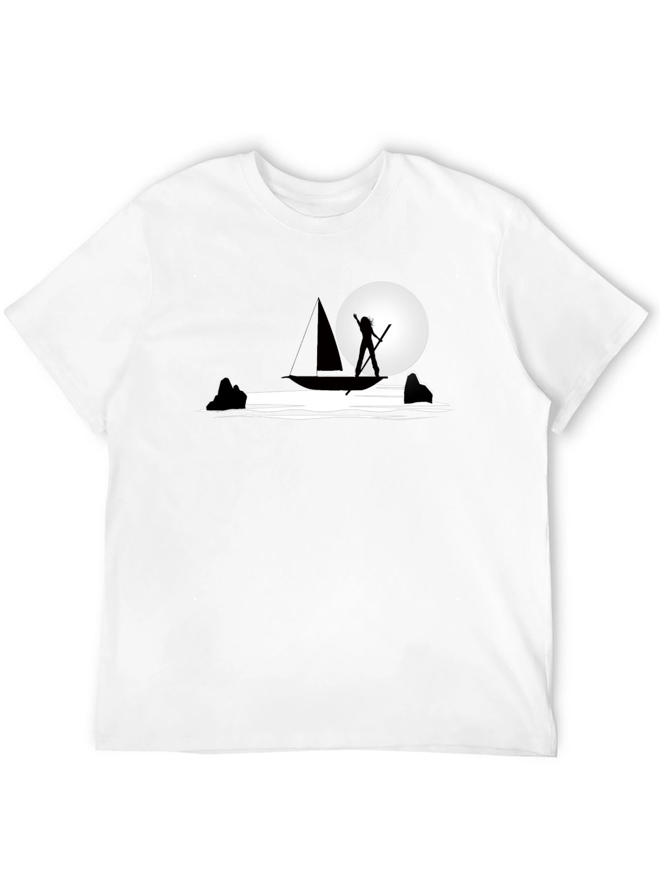 Black Silhouette Boat Graphic T-Shirt - Cool Design view 12