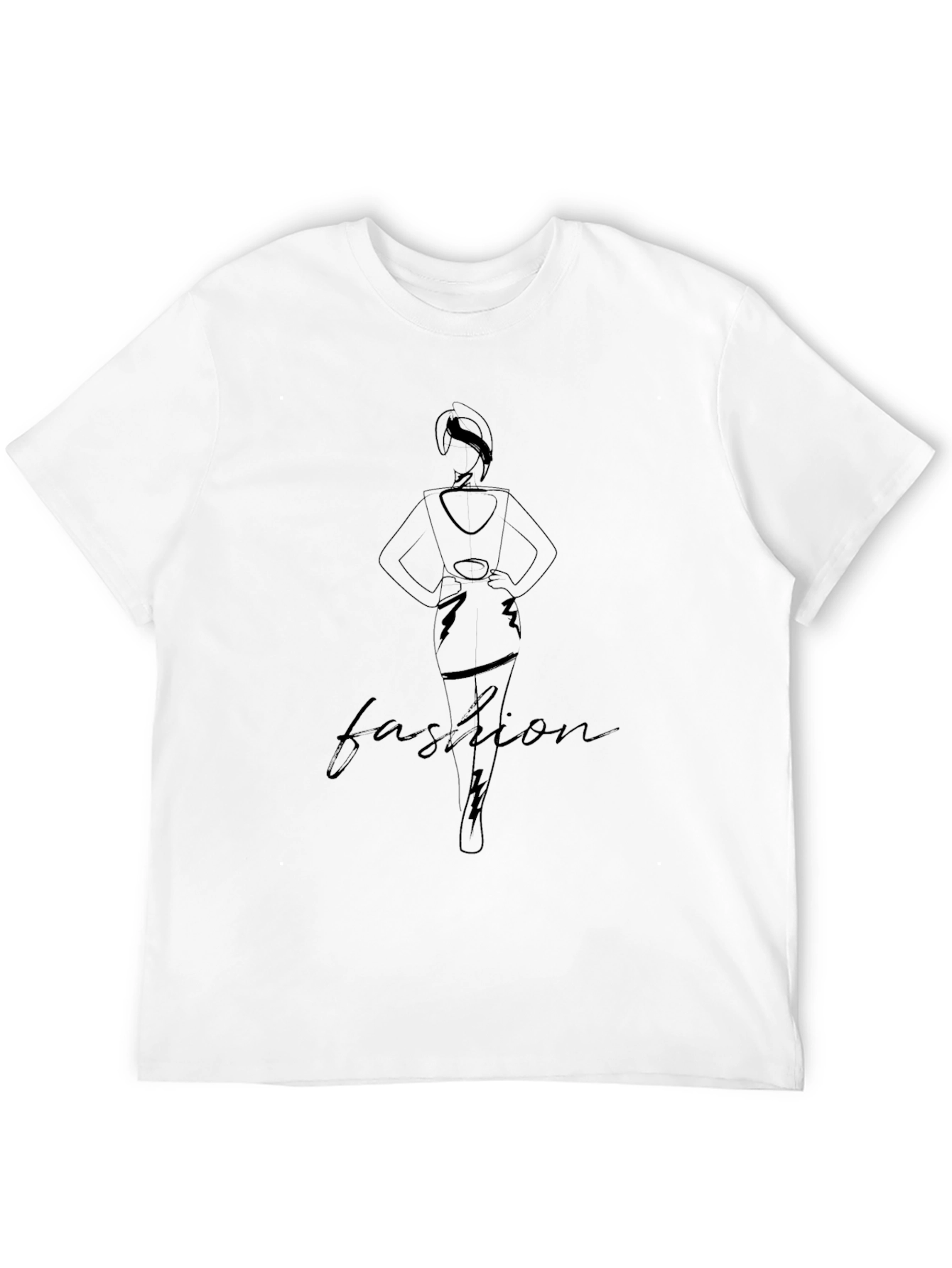 Black Fashion Graphic Print Crew Neck Tee - Stylish Unisex Top view 12
