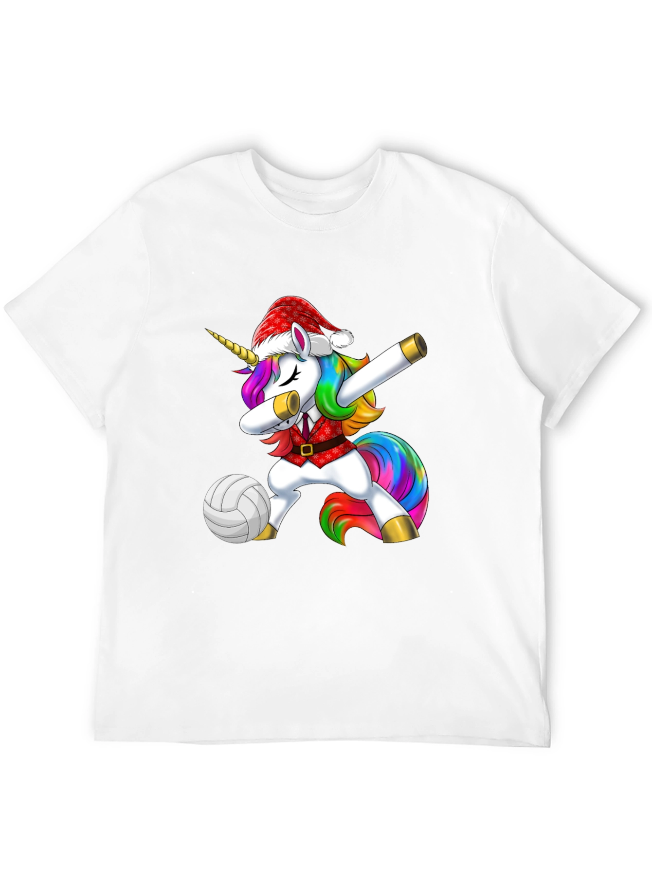 Black Unicorn Dabbing Volleyball Christmas Tee view 12