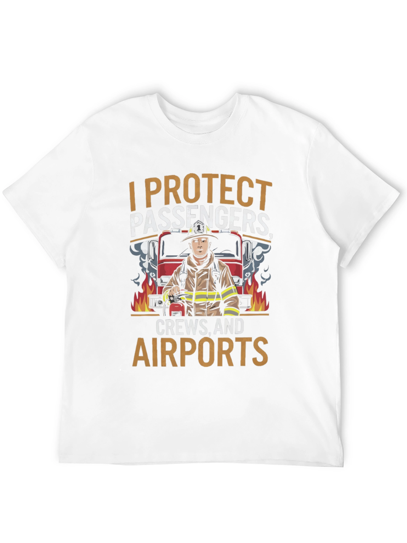 Black Firefighter Airport Crew Protection Graphic T-Shirt view 12