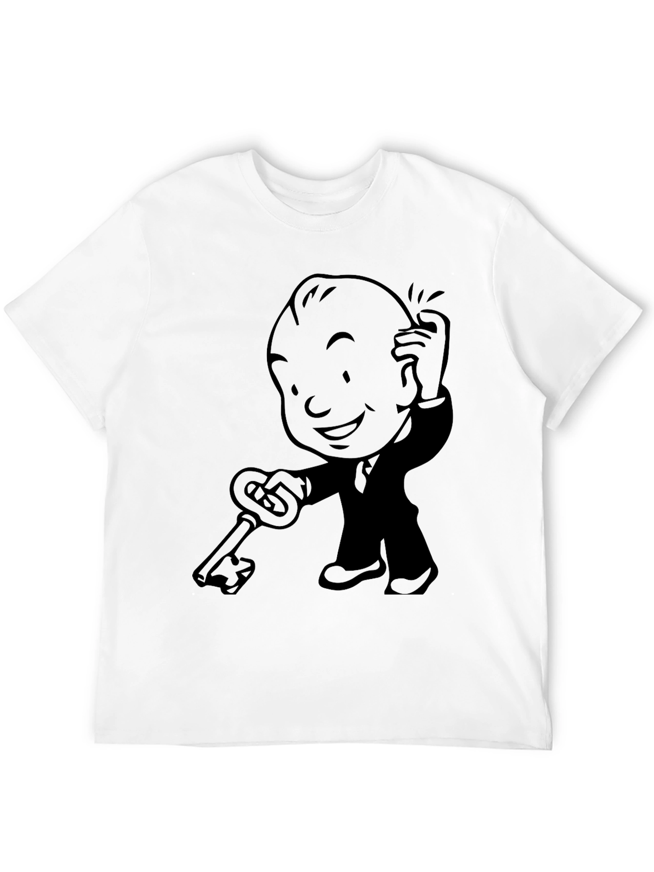 Black Retro Cartoon Key Black T-Shirt view 12