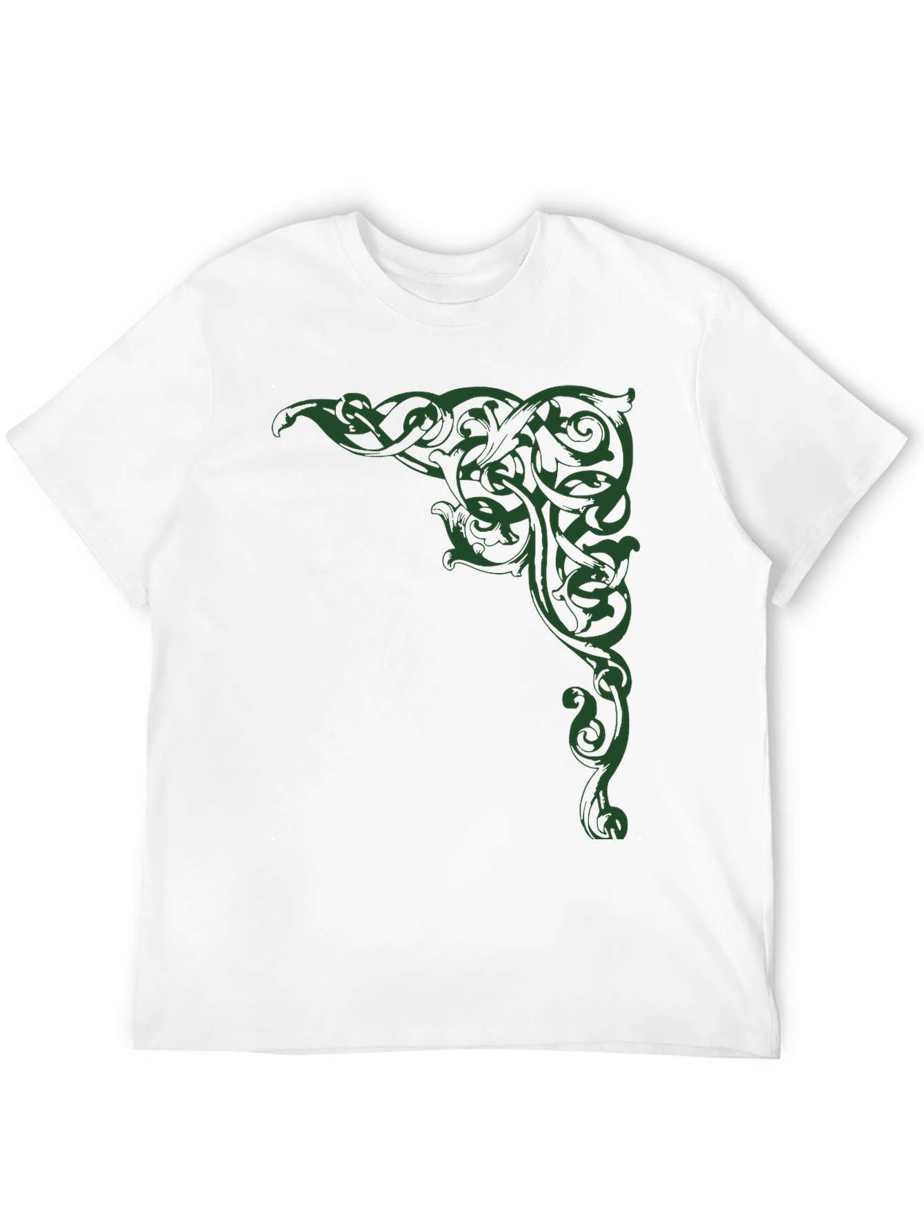 Black Men's Black T-Shirt with Green Celtic Corner Design view 12