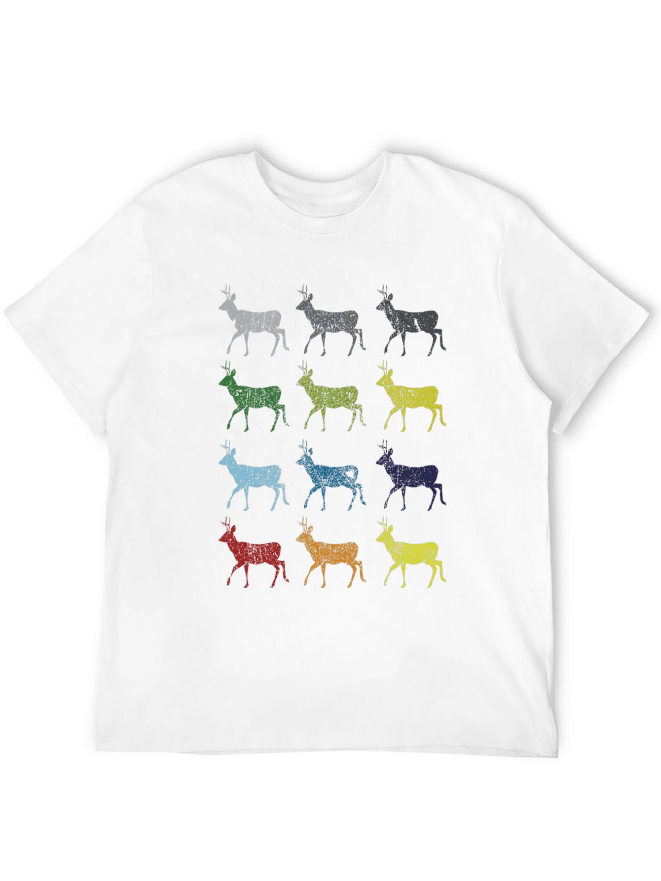 Black Colorful Deer Graphic Print T-Shirt view 12