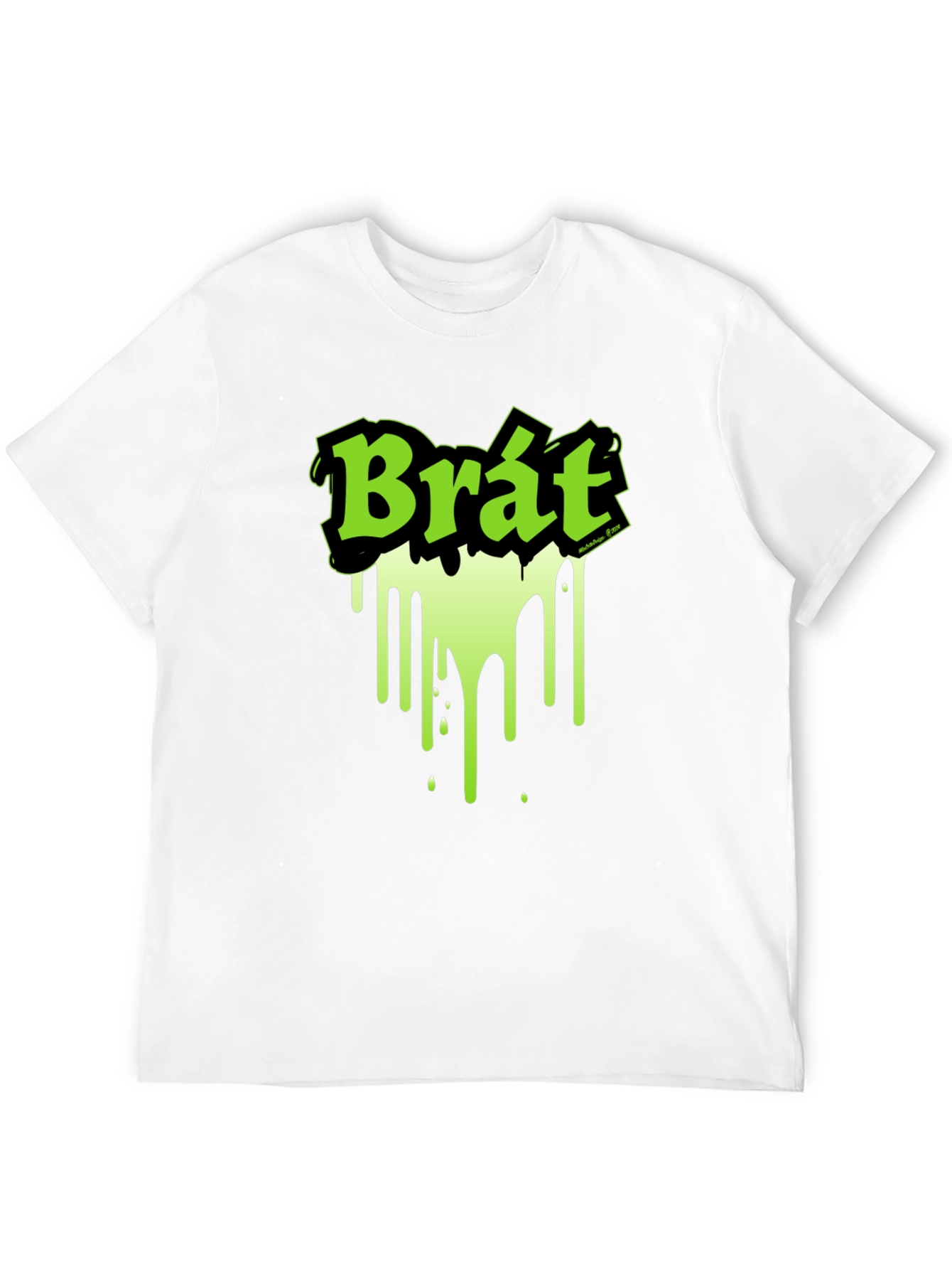 Black Brat Graphic Tee - Black T-Shirt with Neon Green Design view 12