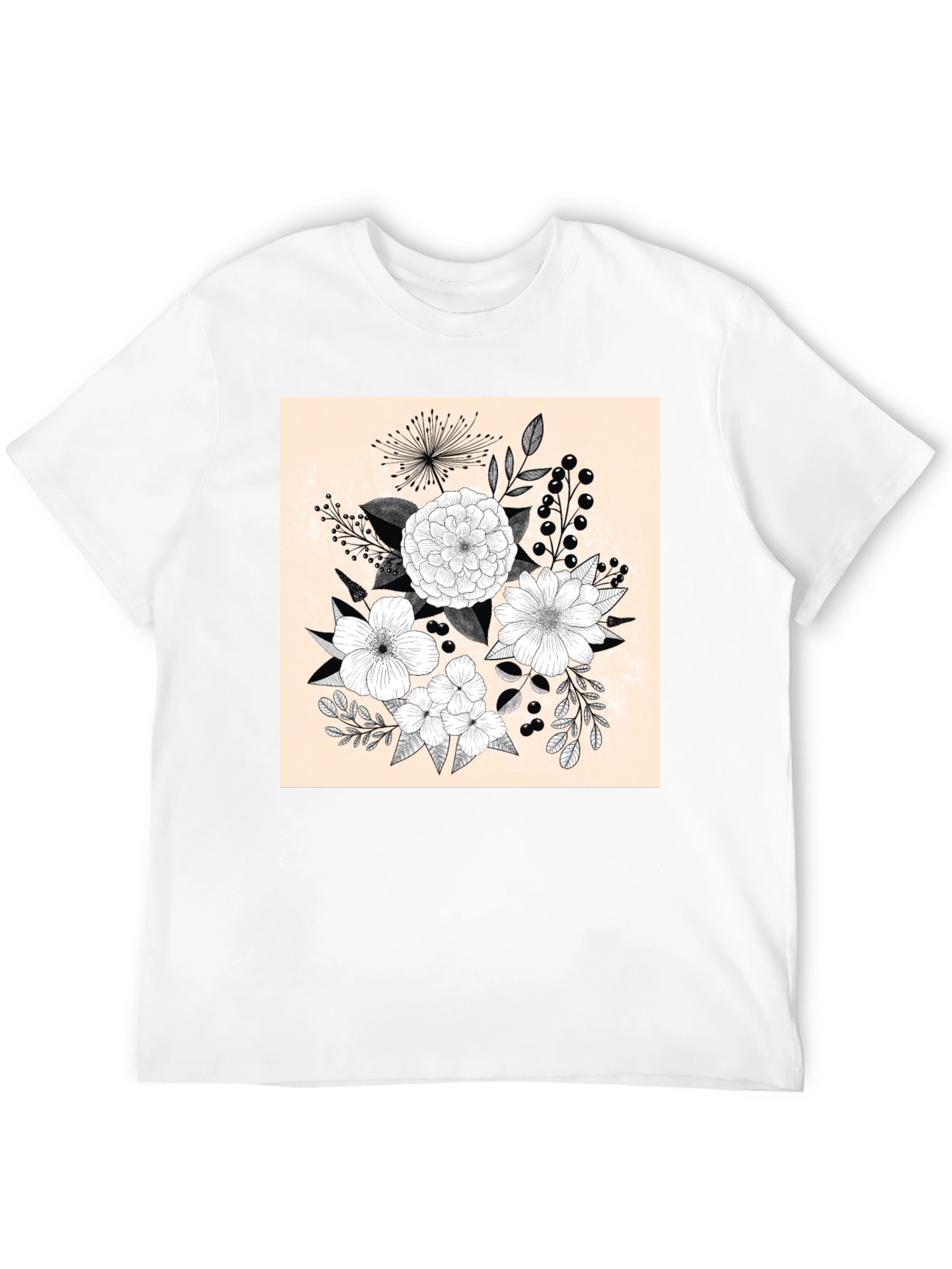 Black Floral Graphic Print Black T-Shirt view 12