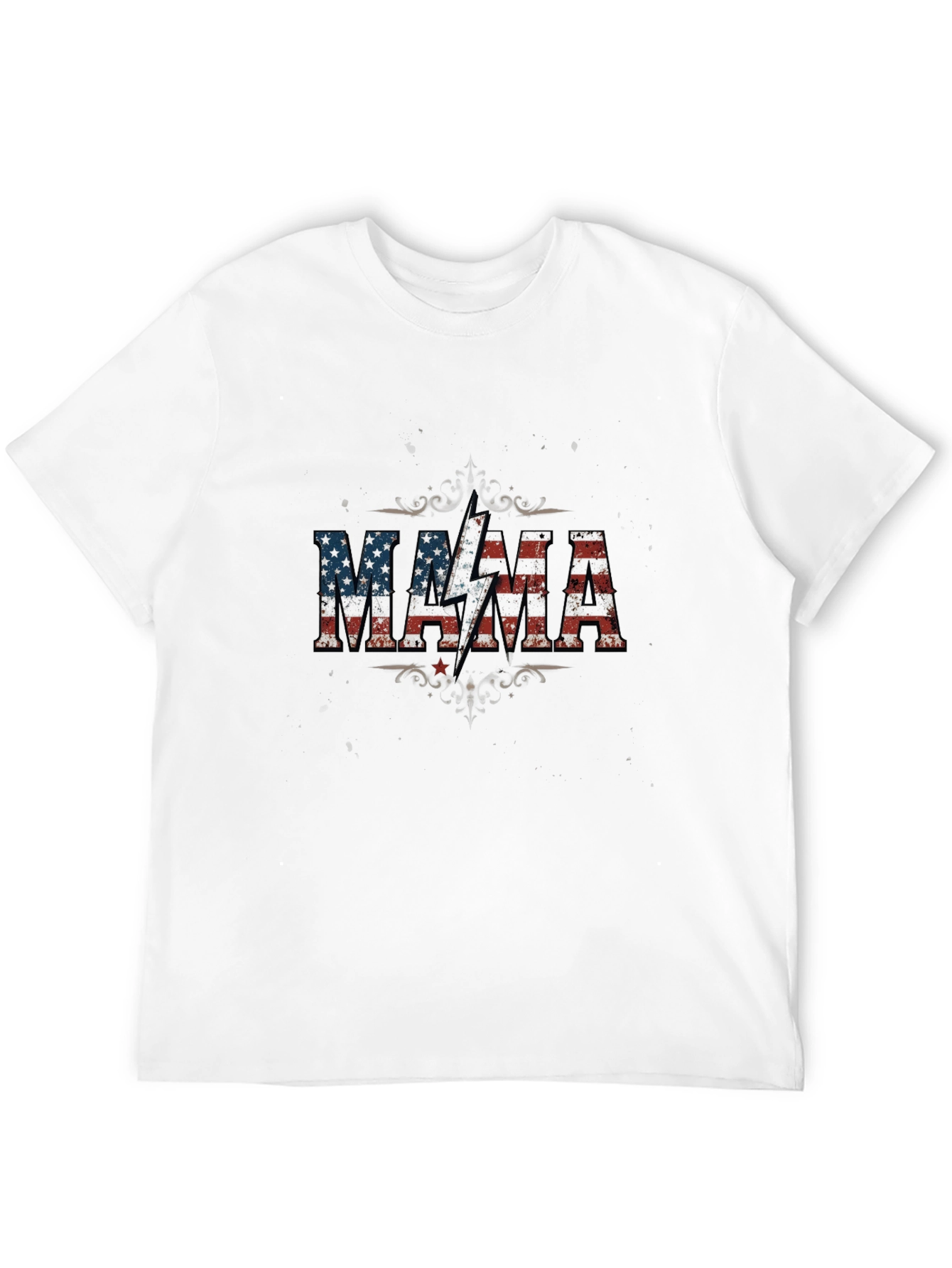 Black MAMA American Flag Lightning Bolt Graphic T-Shirt view 12