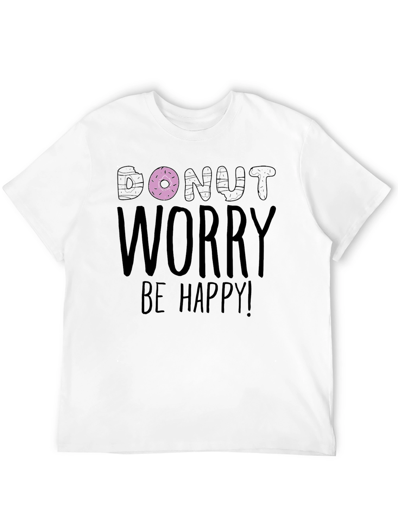 Black Donut Worry Be Happy Graphic Tee view 12