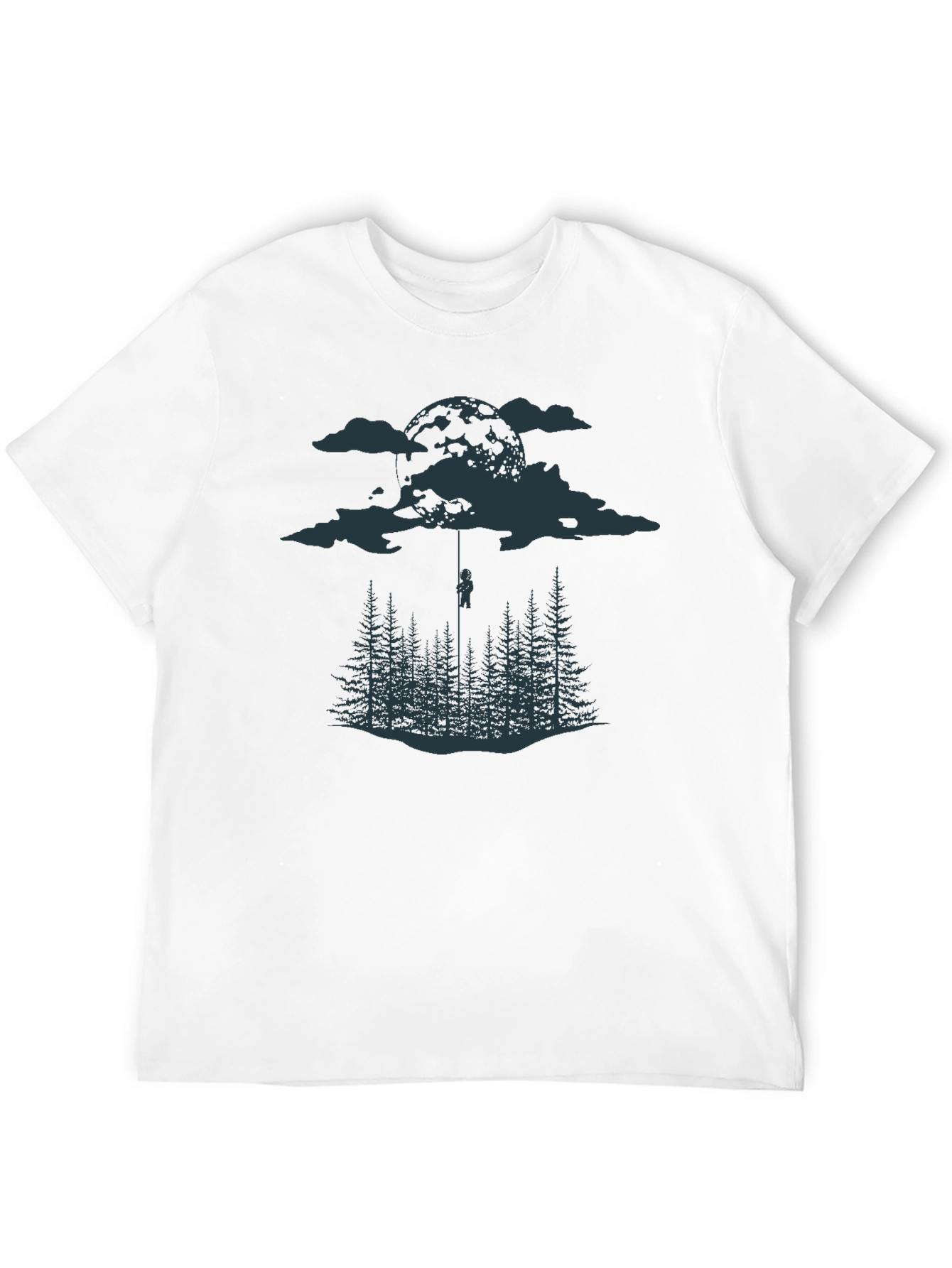 Black Black Tee with Moonlit Forest Design view 12