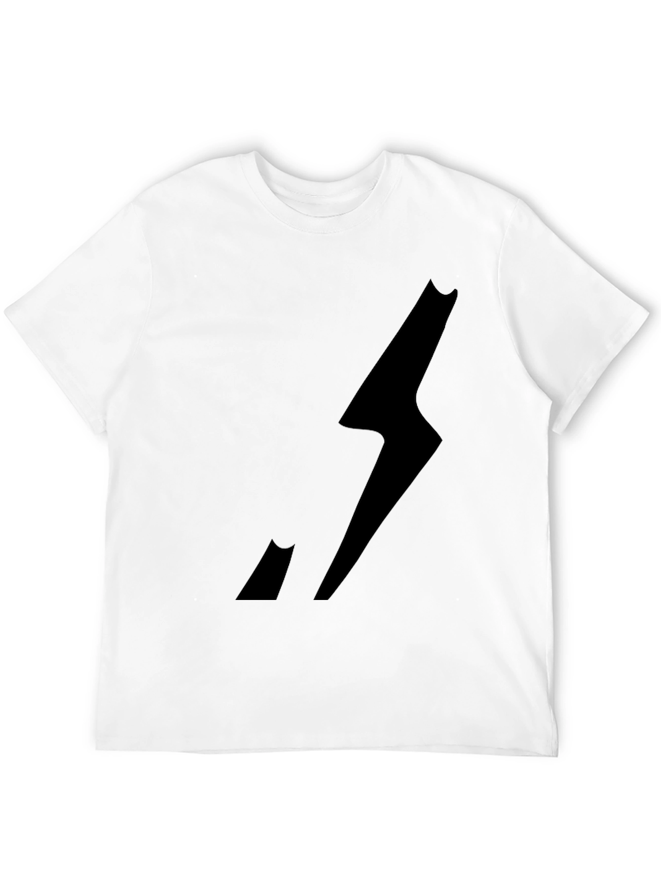 Black Men's Black Graphic Tee - Lightning Bolt Design view 12