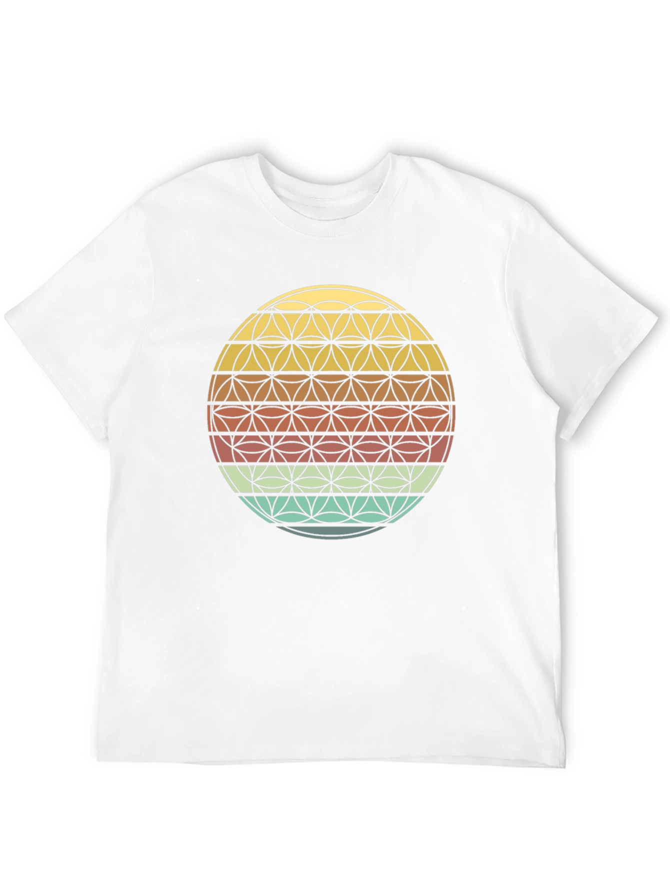 Black Geometric Flower of Life Retro T-Shirt view 12