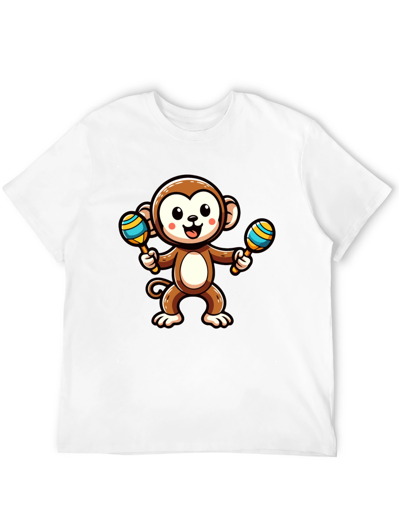 Black Cartoon Monkey with Maracas Graphic Tee view 12