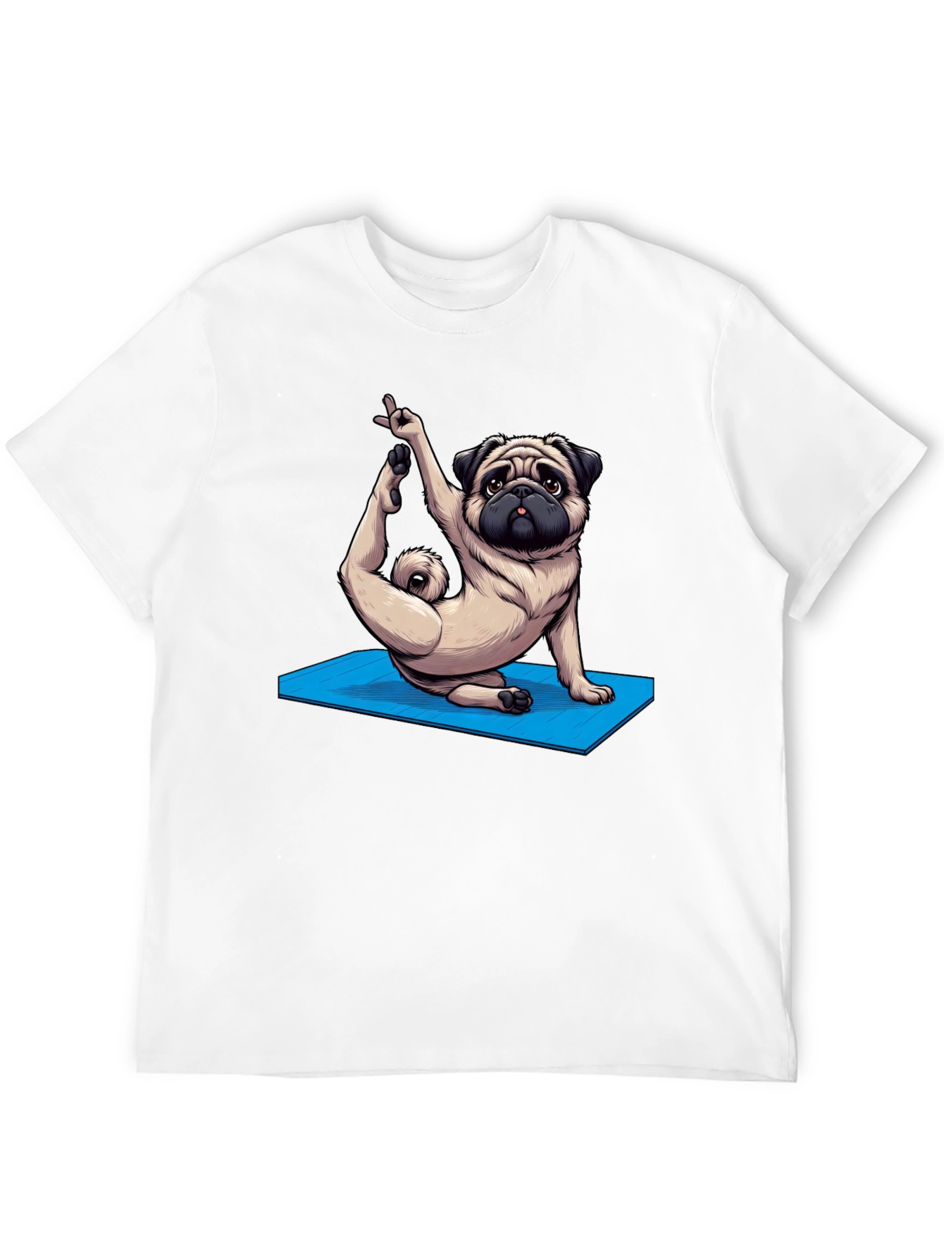 Black Yoga Pug Graphic Tee - Men's Black T-Shirt view 12