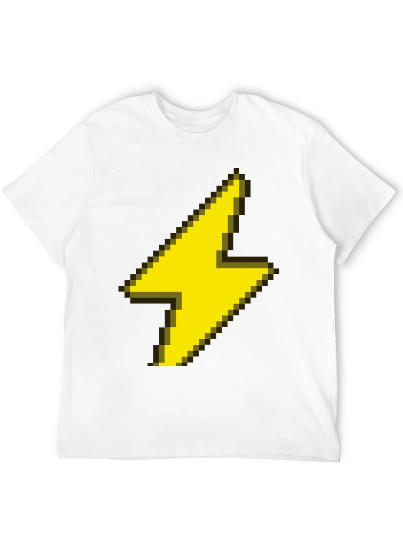 Black Pixel Lightning Bolt Graphic Tee - Black Casual Shirt view 12
