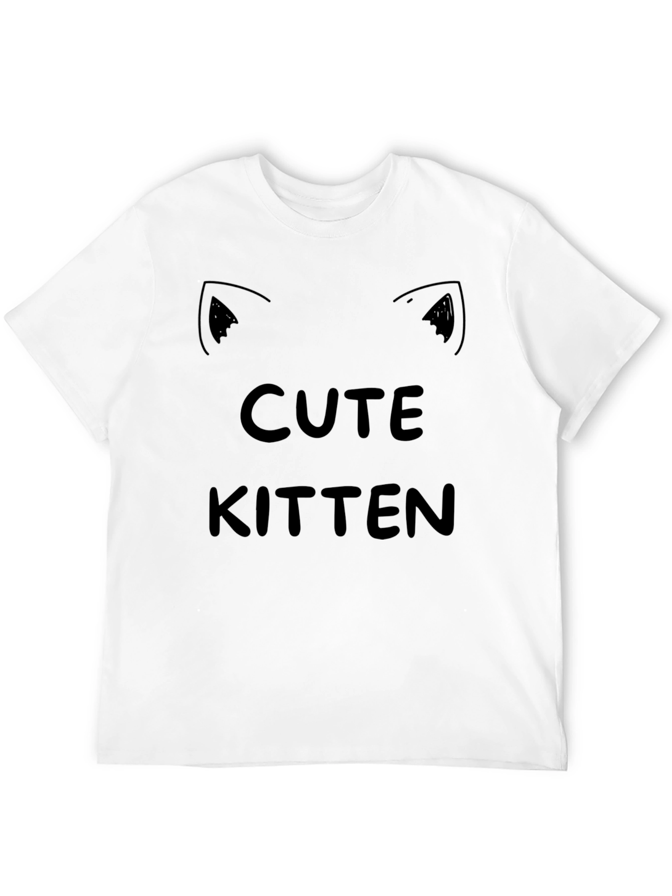 Black Cute Kitten Graphic Tee - Black Cotton T-Shirt view 12