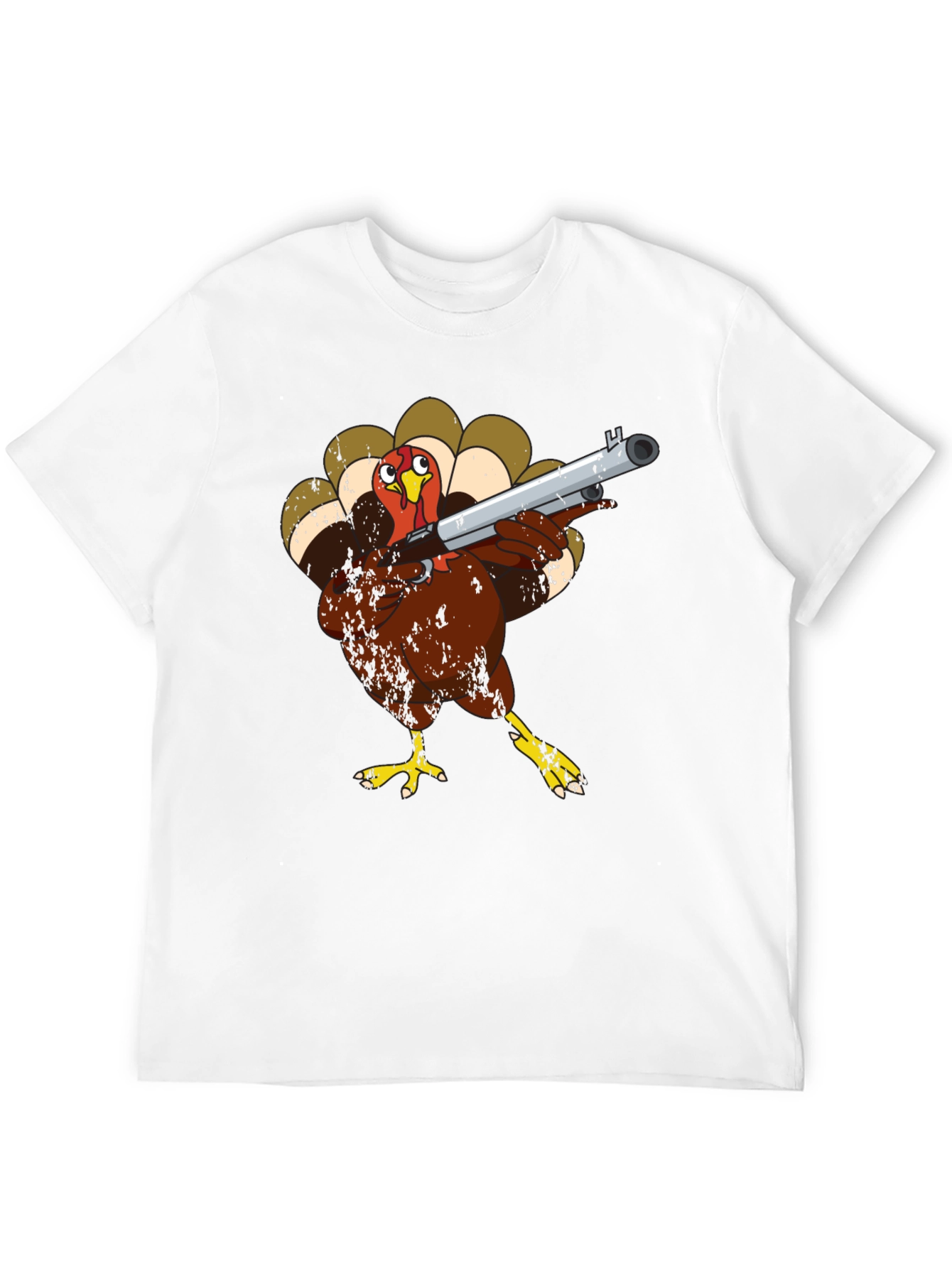 Black Turkey with Shotgun Black T-Shirt - Funny Thanksgiving Tee view 12