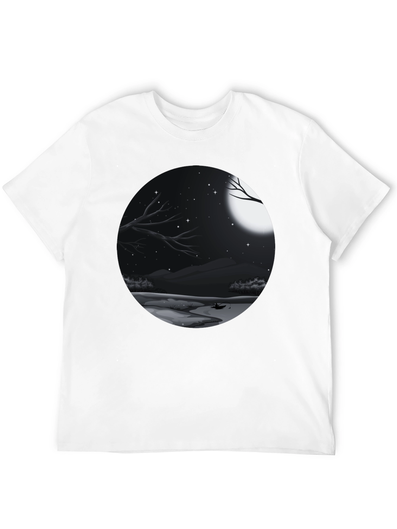 Black Moonlit Lake Graphic Tee - Black view 12