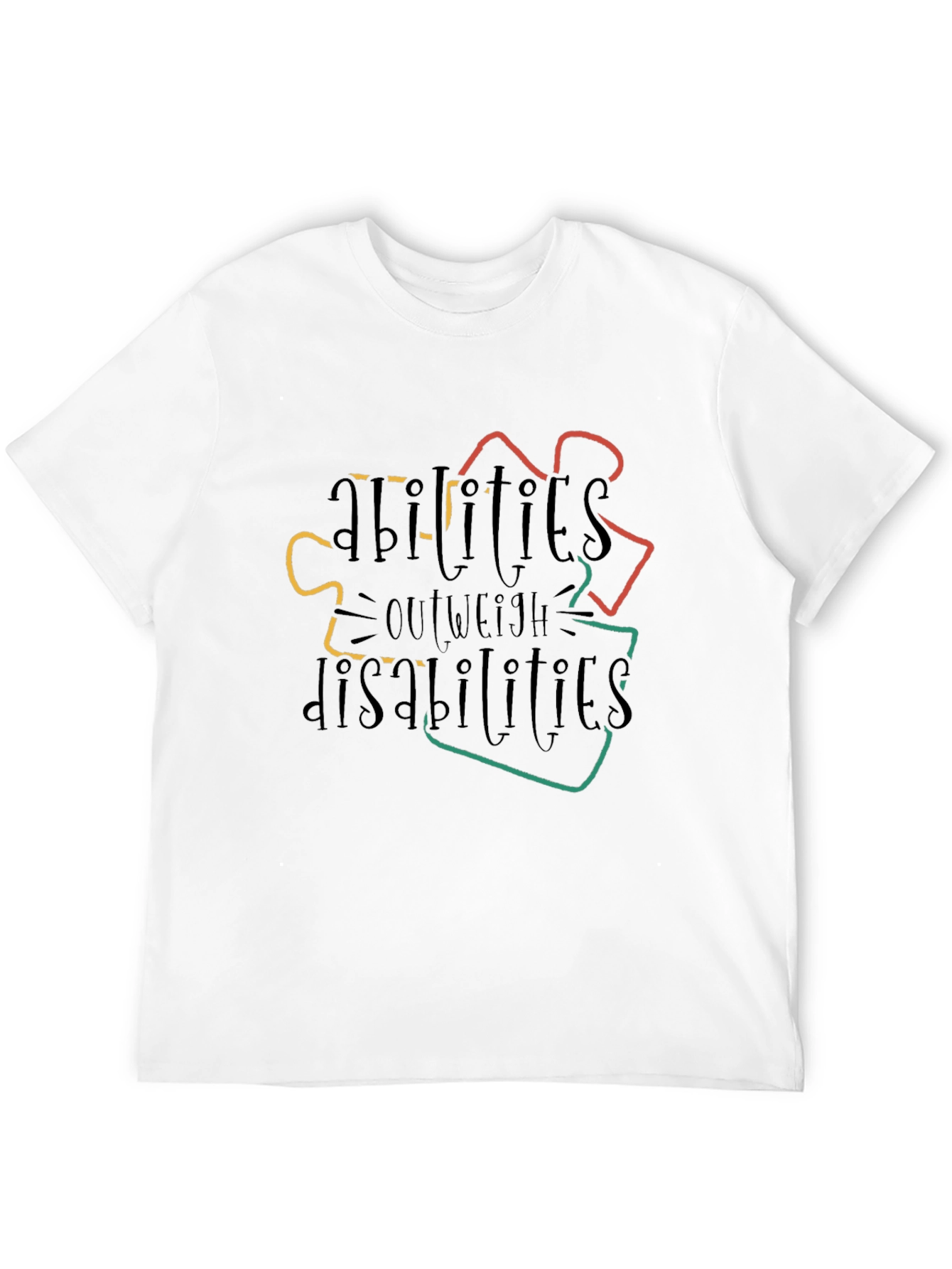 Black Autism Awareness T-Shirt: Abilities Outweigh Disabilities view 12