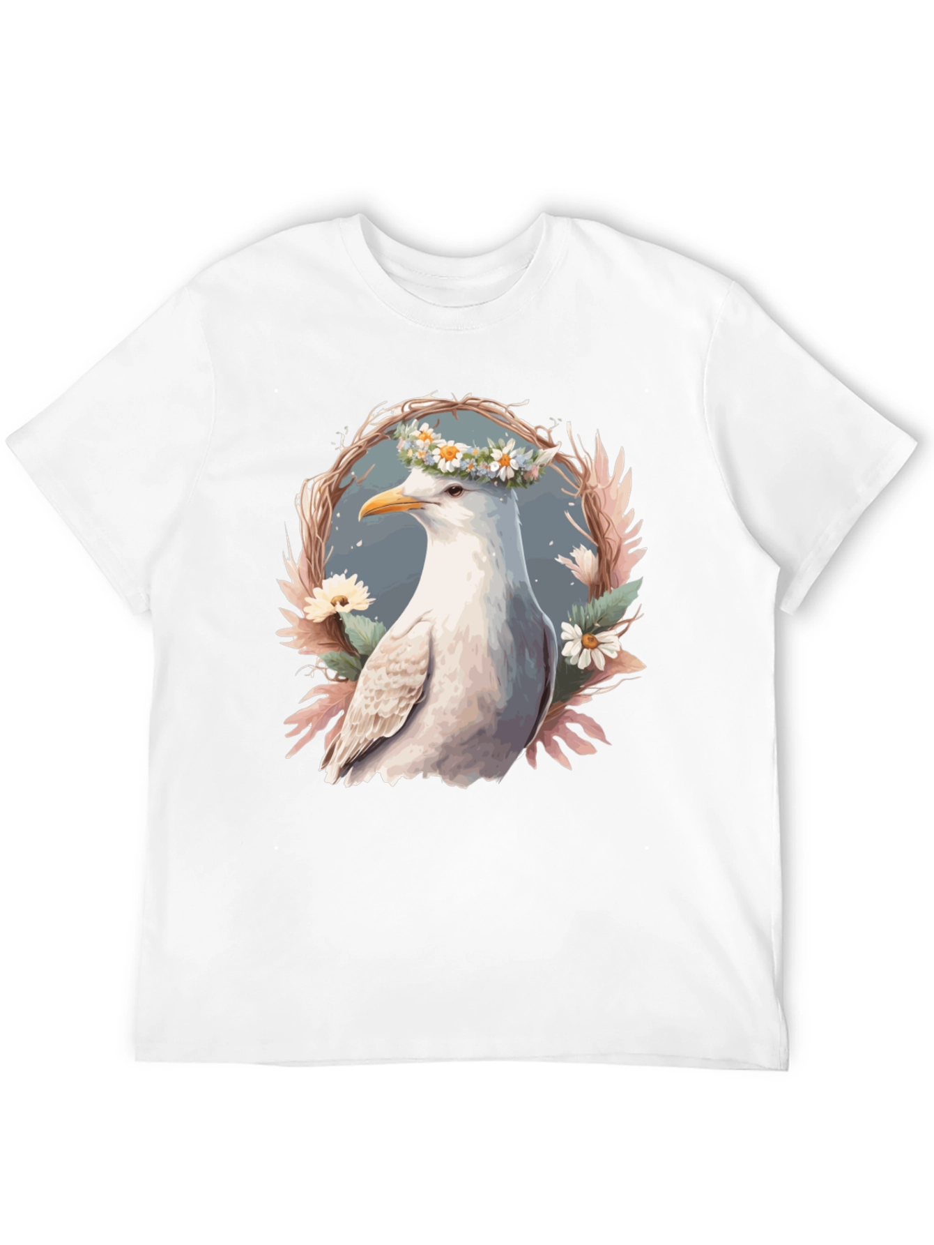 Black Seagull Floral Wreath Graphic Tee view 12