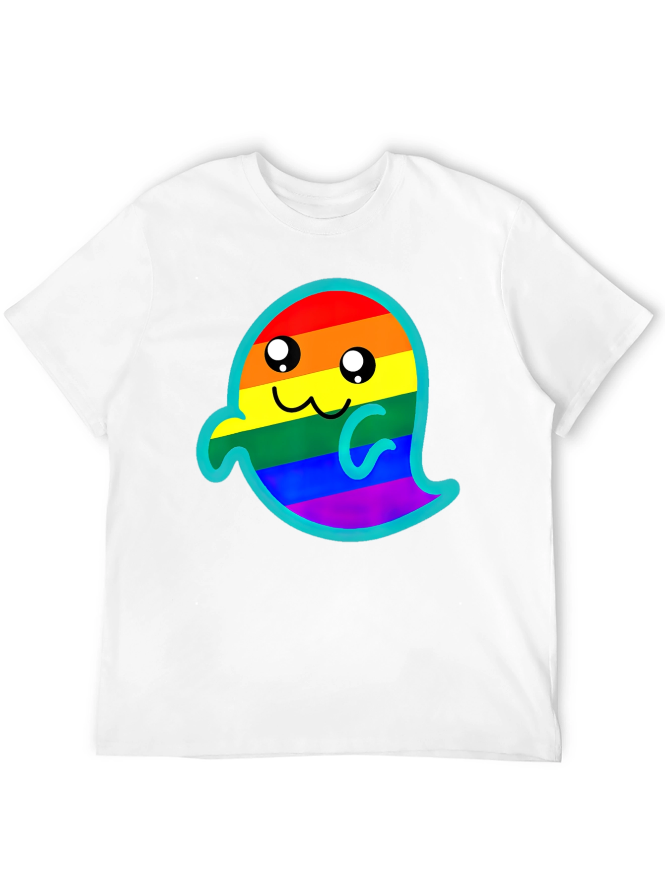 Black Rainbow Ghost Graphic Tee - Soft Cotton Blend view 12