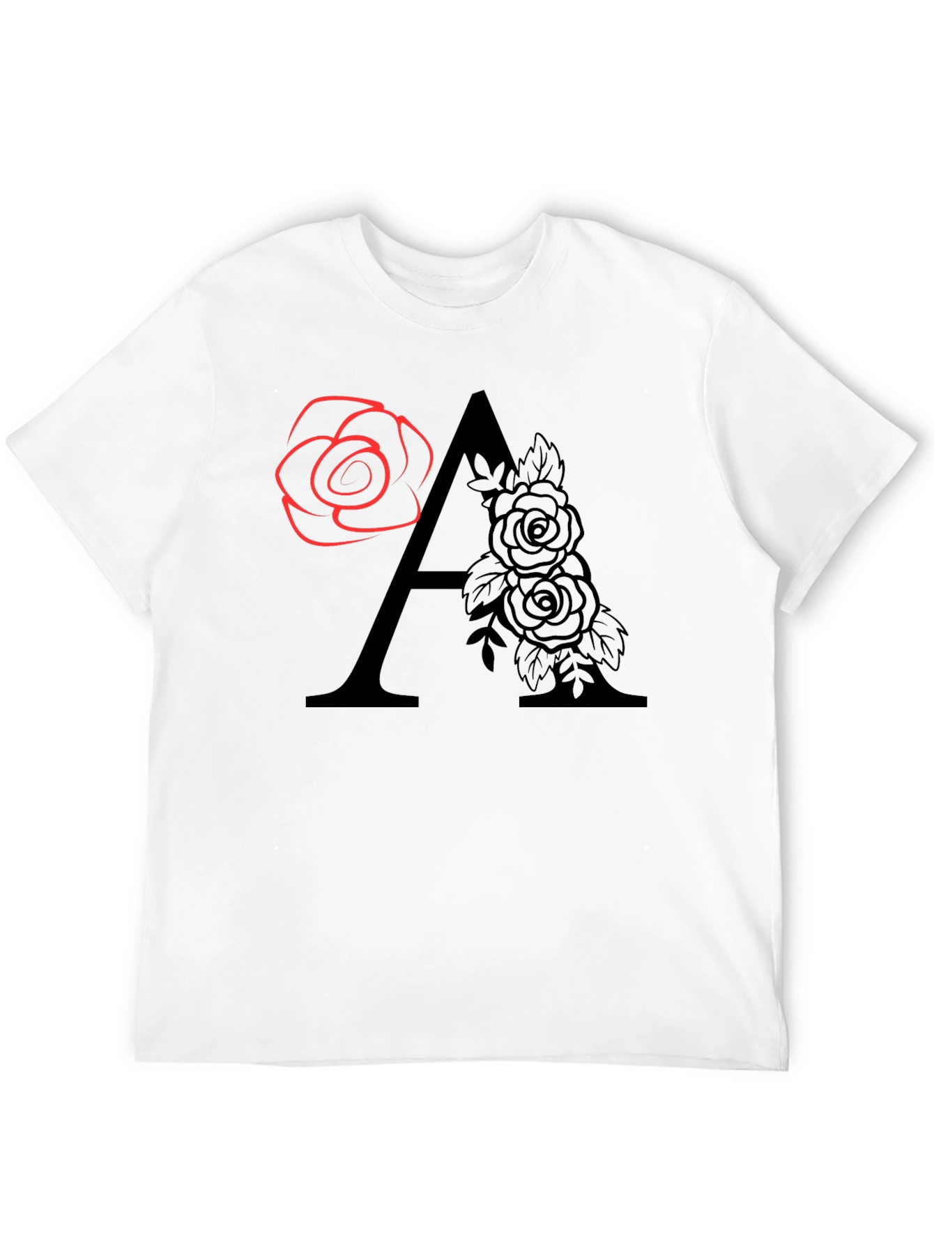 Black Floral Initial "A" Graphic T-Shirt view 12