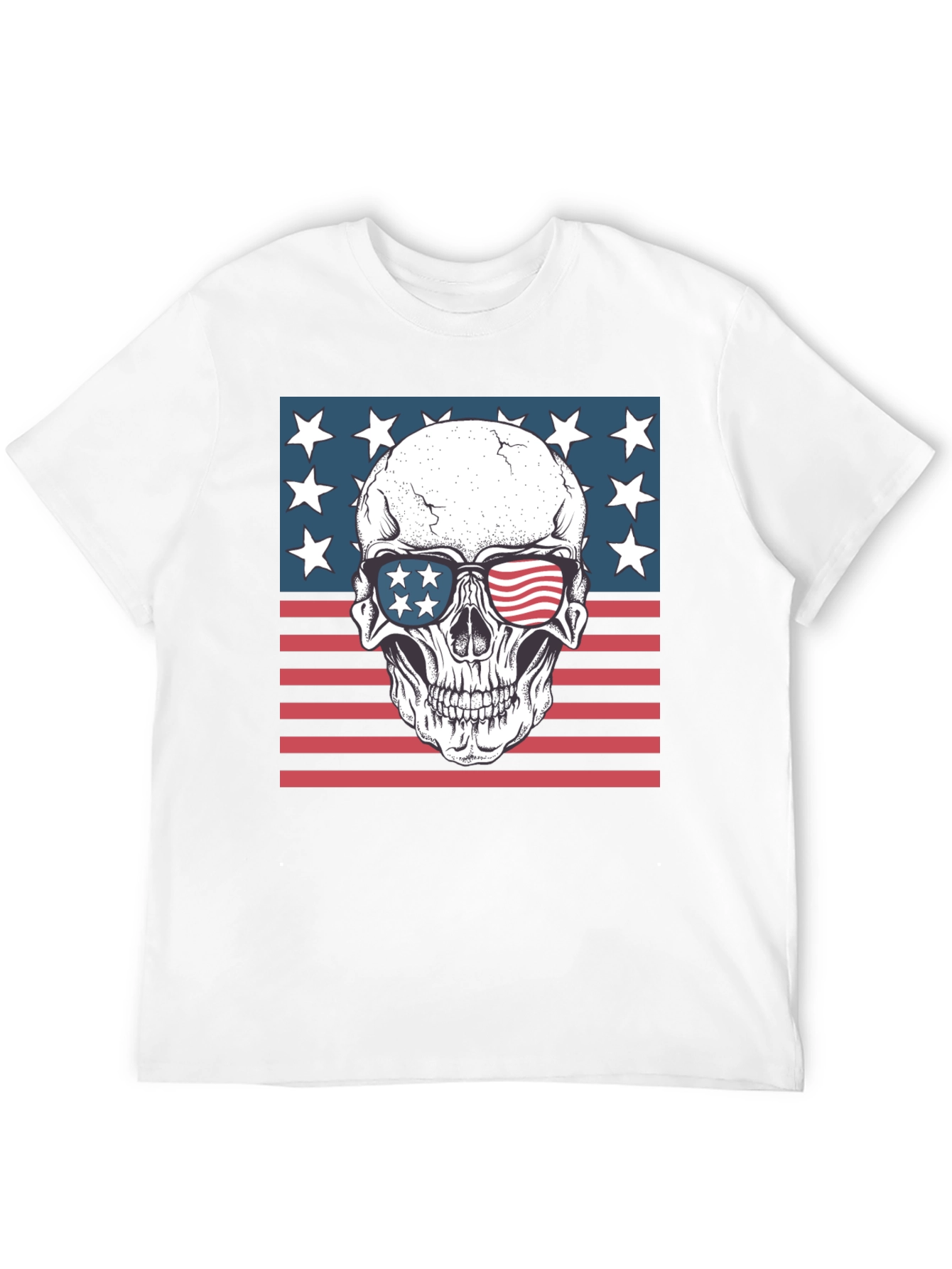 Black American Flag Skull Graphic Tee - Patriotic Style view 12